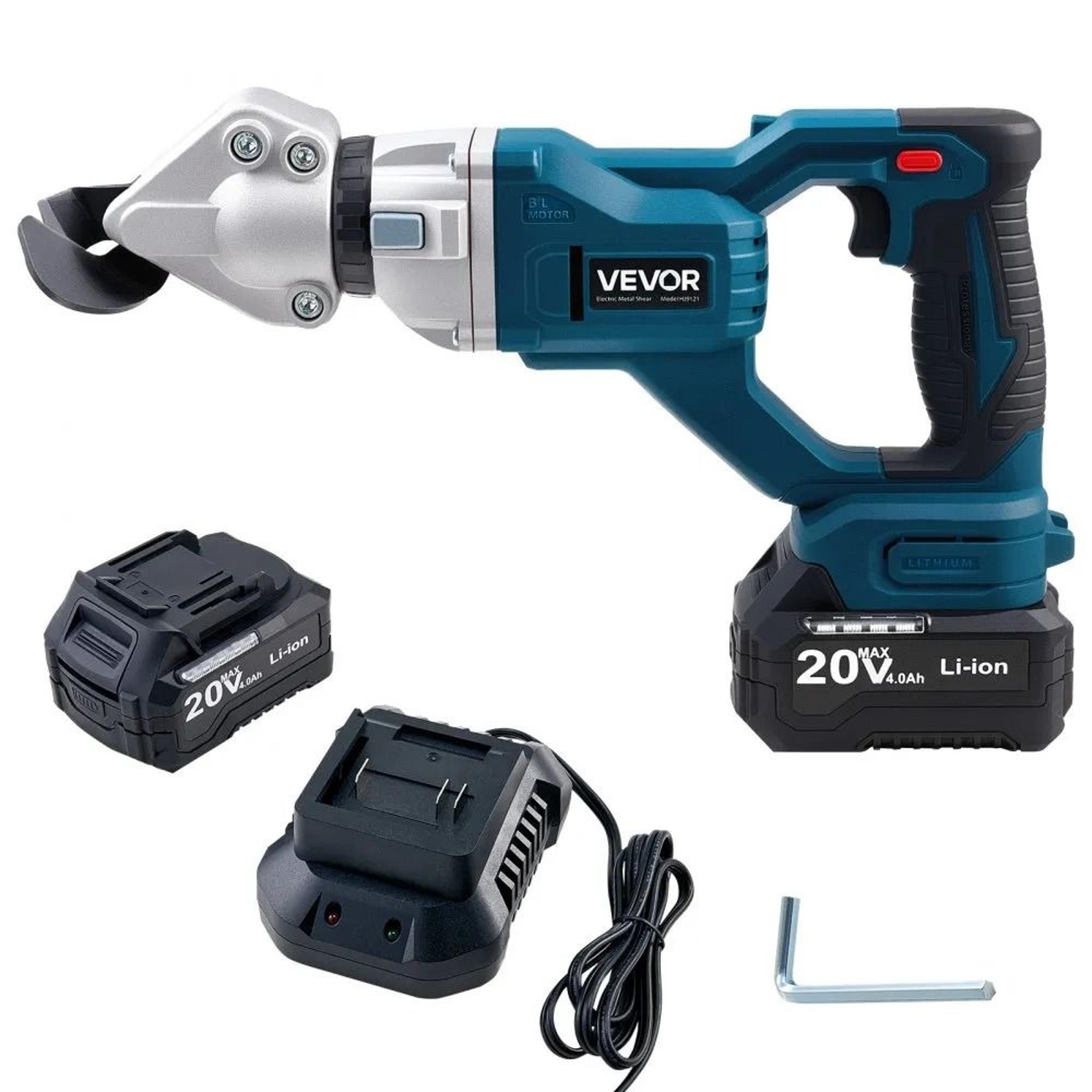 cordless metal shear sheet metal cutter with 360 degree pivoting head and double blades