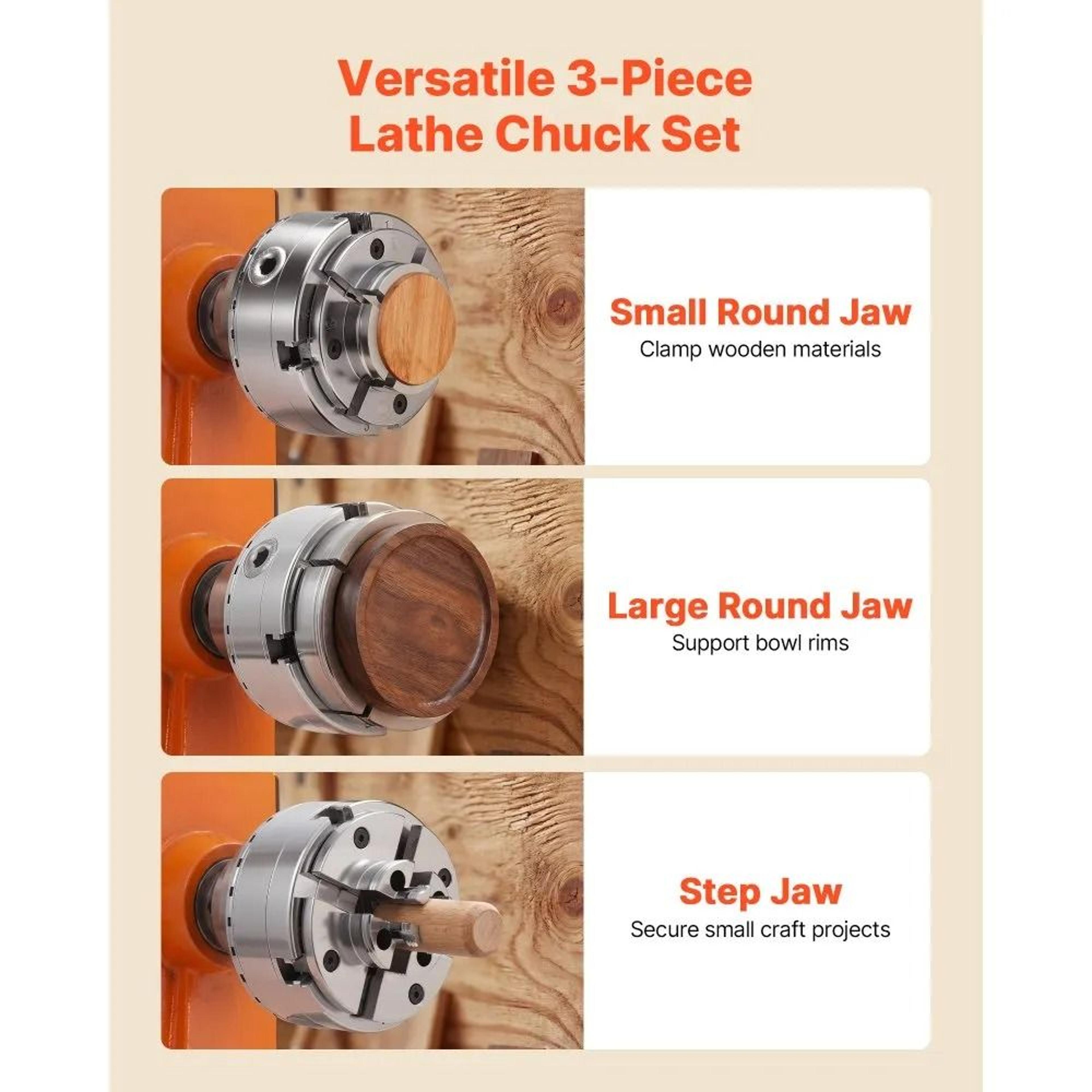 4 Inch Wood Lathe Chuck 4 Jaw Self Centering Woodturning Chuck Set 5