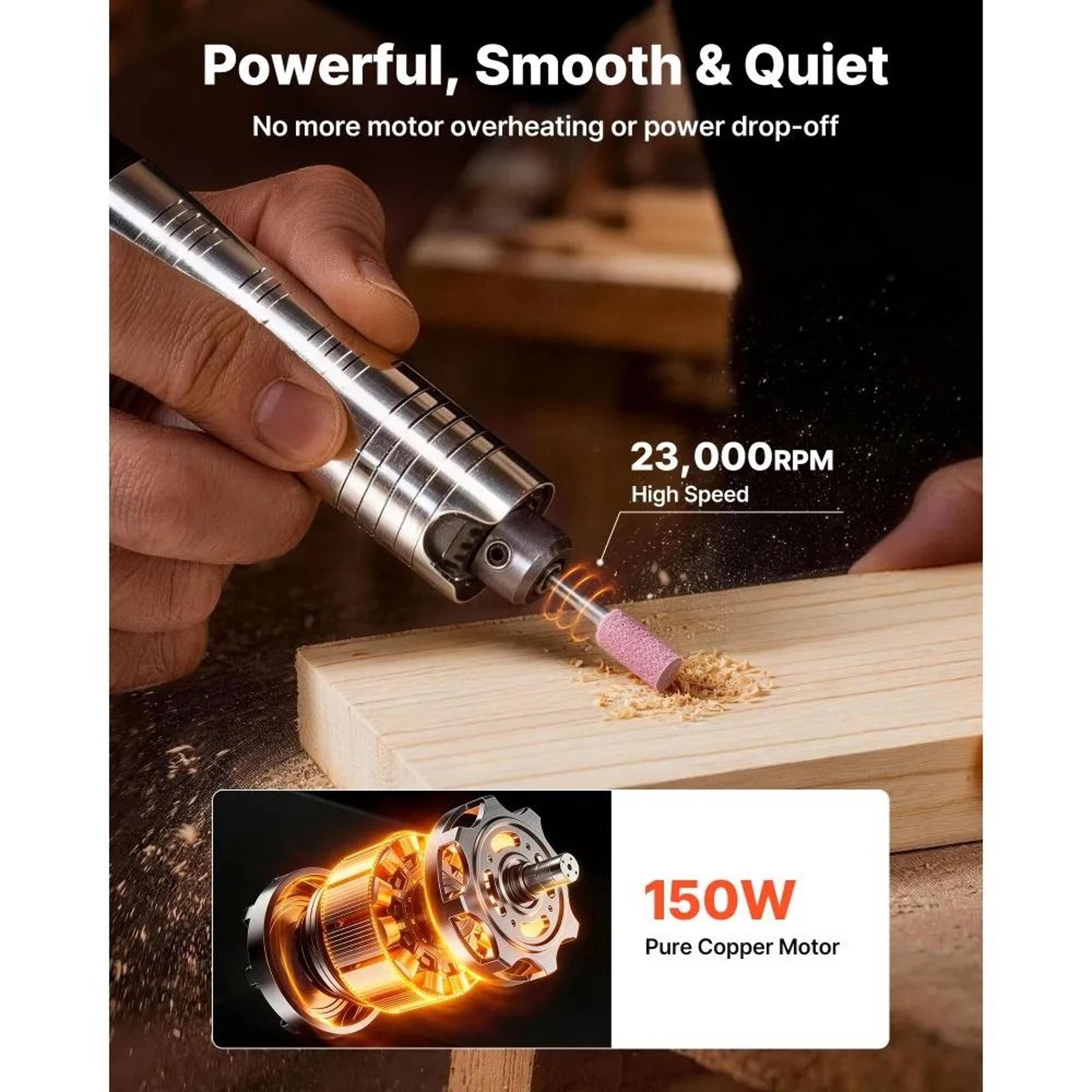 150W Flex Shaft Grinder With Foot Pedal And 112 Piece Rotary Tool Kit 1