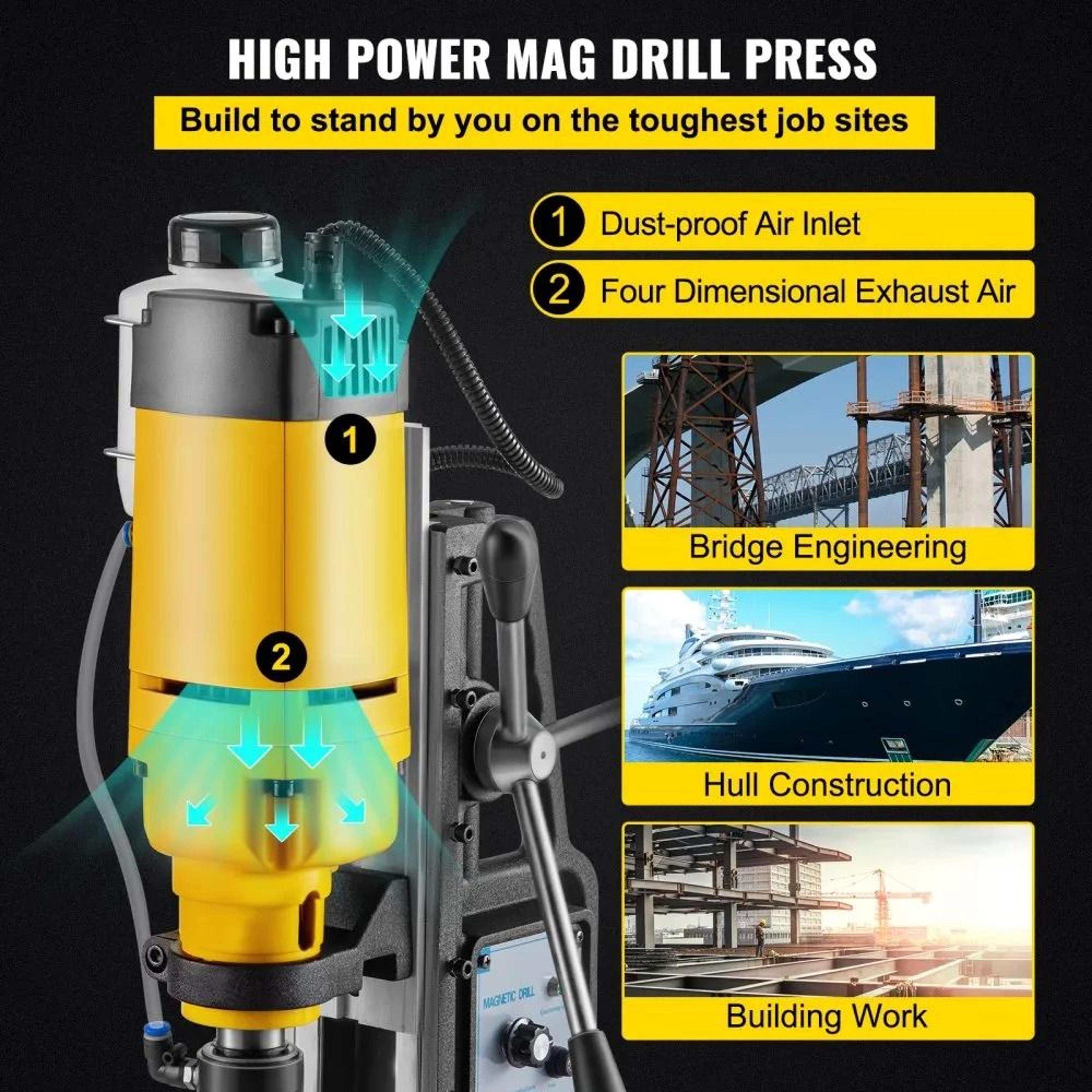 1680W Magnetic Drill Press With 2 Inch Core Capacity And Variable Speed 2