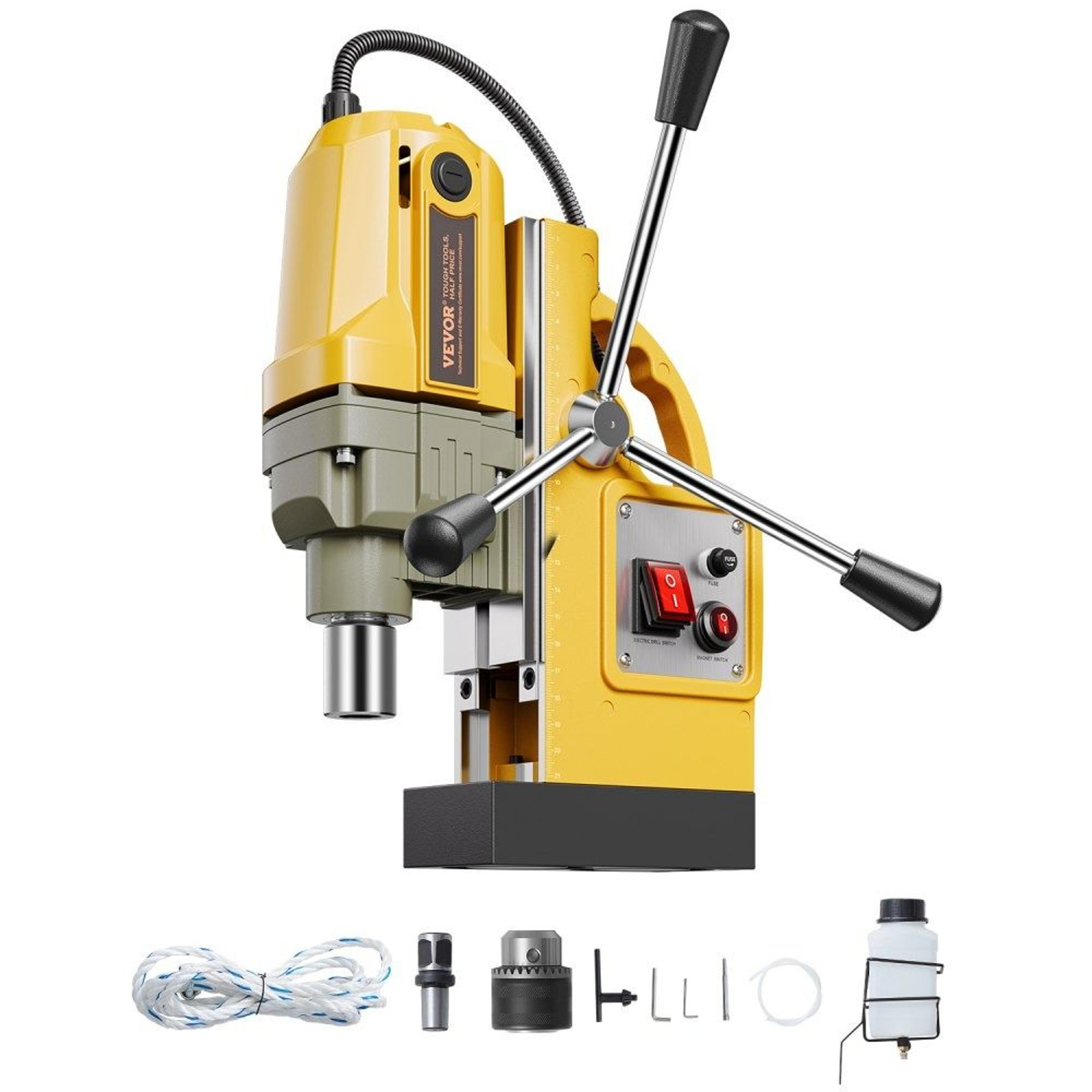 1400w magnetic drill press with 2810 lbf holding force and 1.6 inch coring capacity