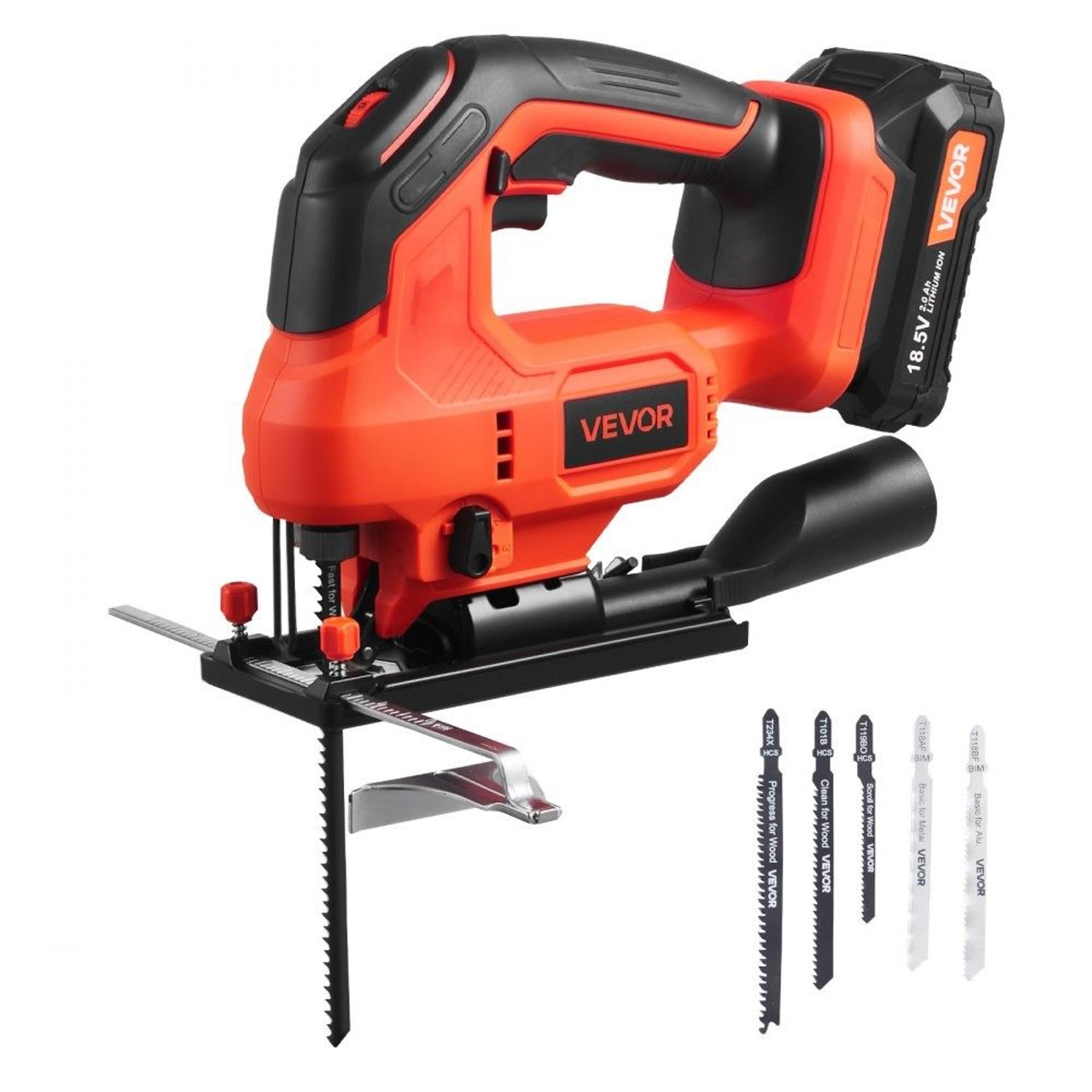 20v cordless jigsaw with variable speed led light battery and 6 blades