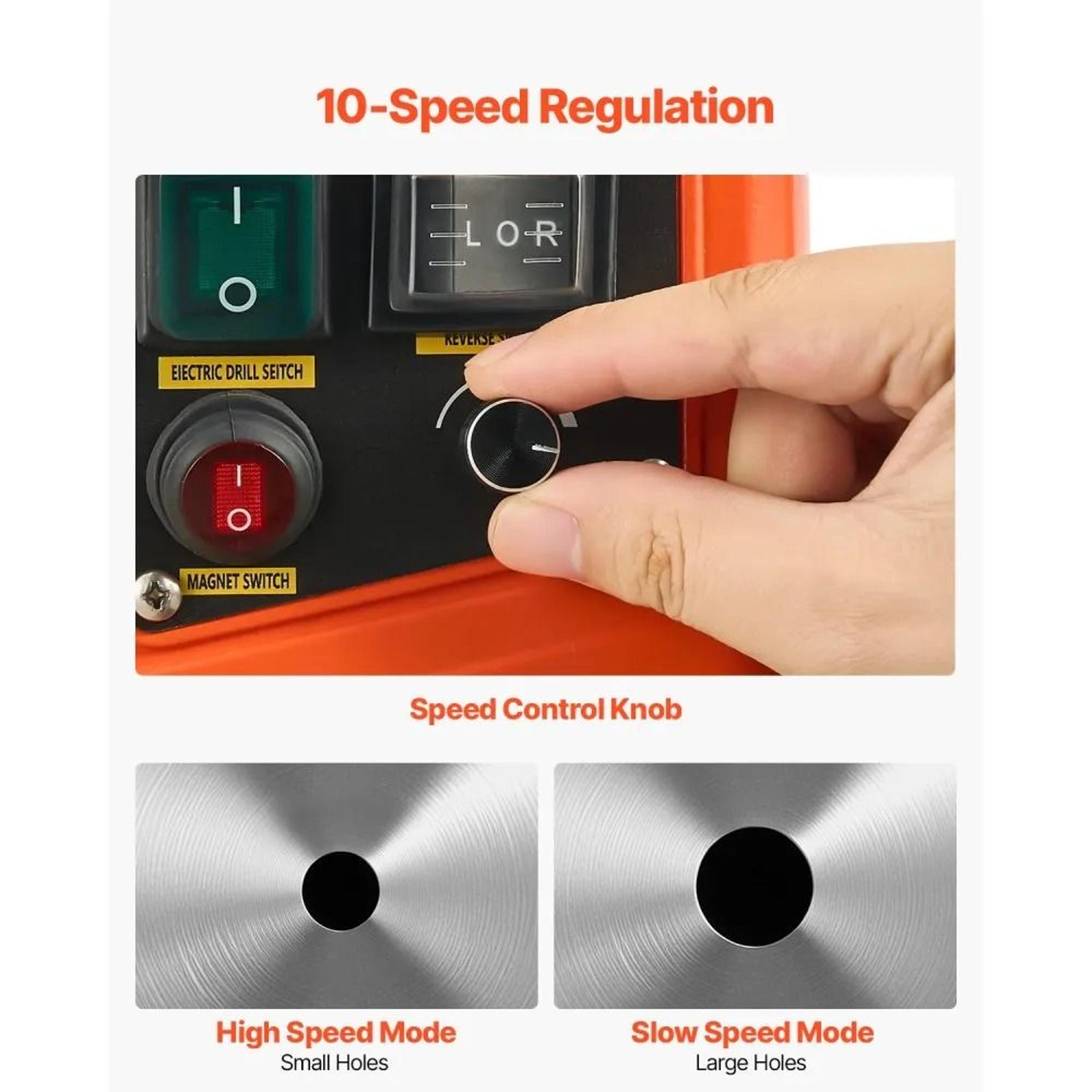 1450W Magnetic Drill Press With 6 Coring Bits And Variable Speed 5