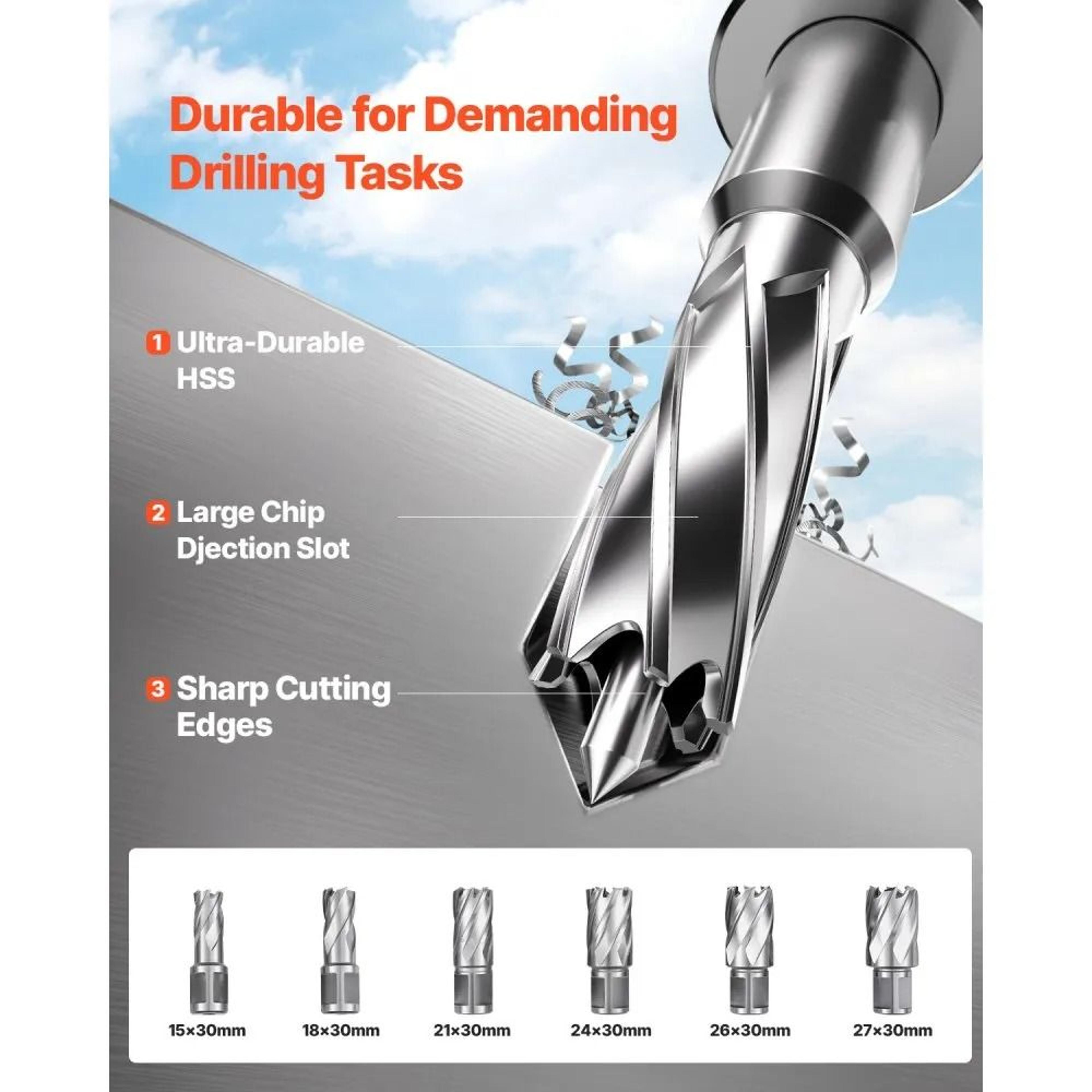 1450W Magnetic Drill Press With 6 Coring Bits And Variable Speed 3