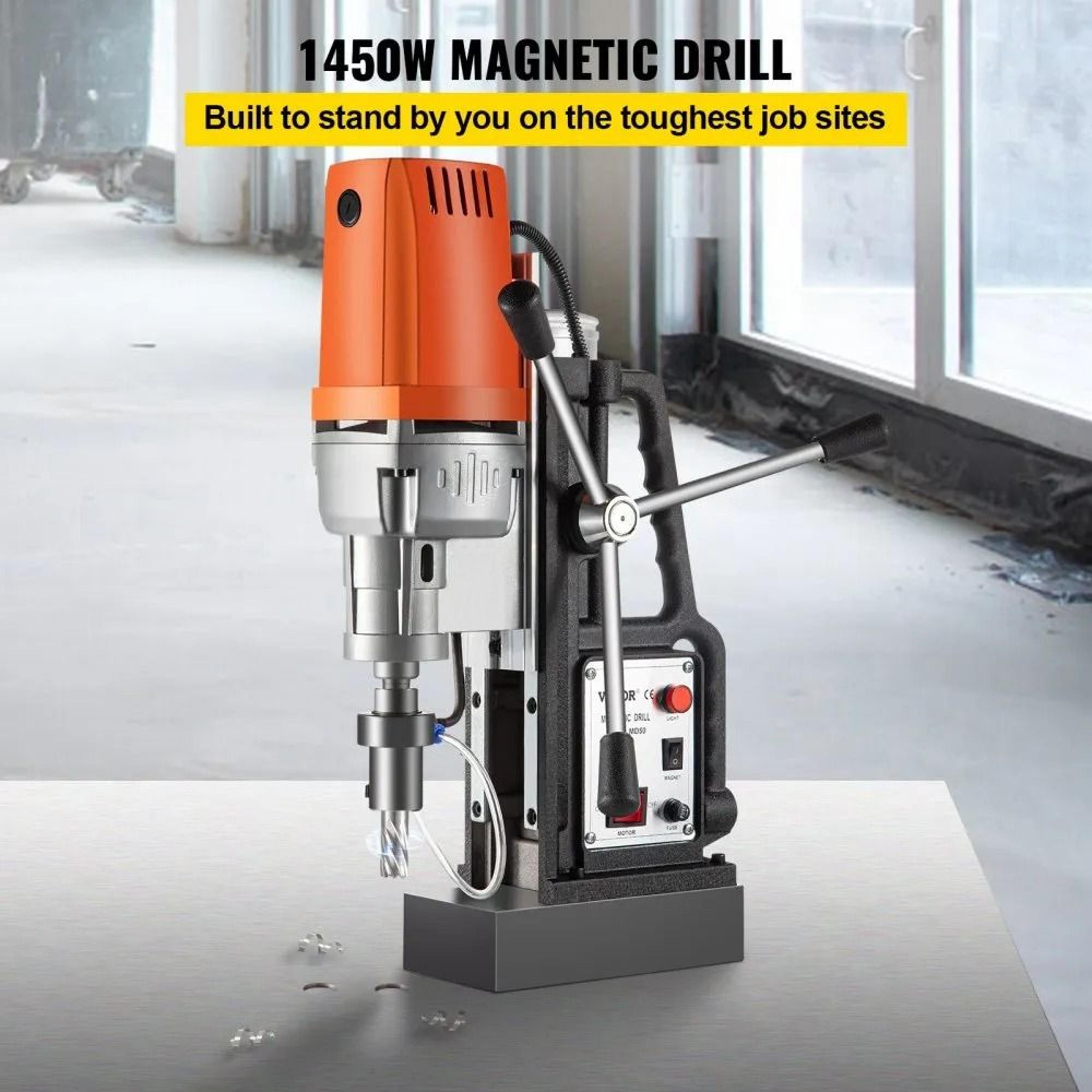 1450W Magnetic Drill Press With 2 Inch Capacity And 11 Piece Annular Cutter Kit 1