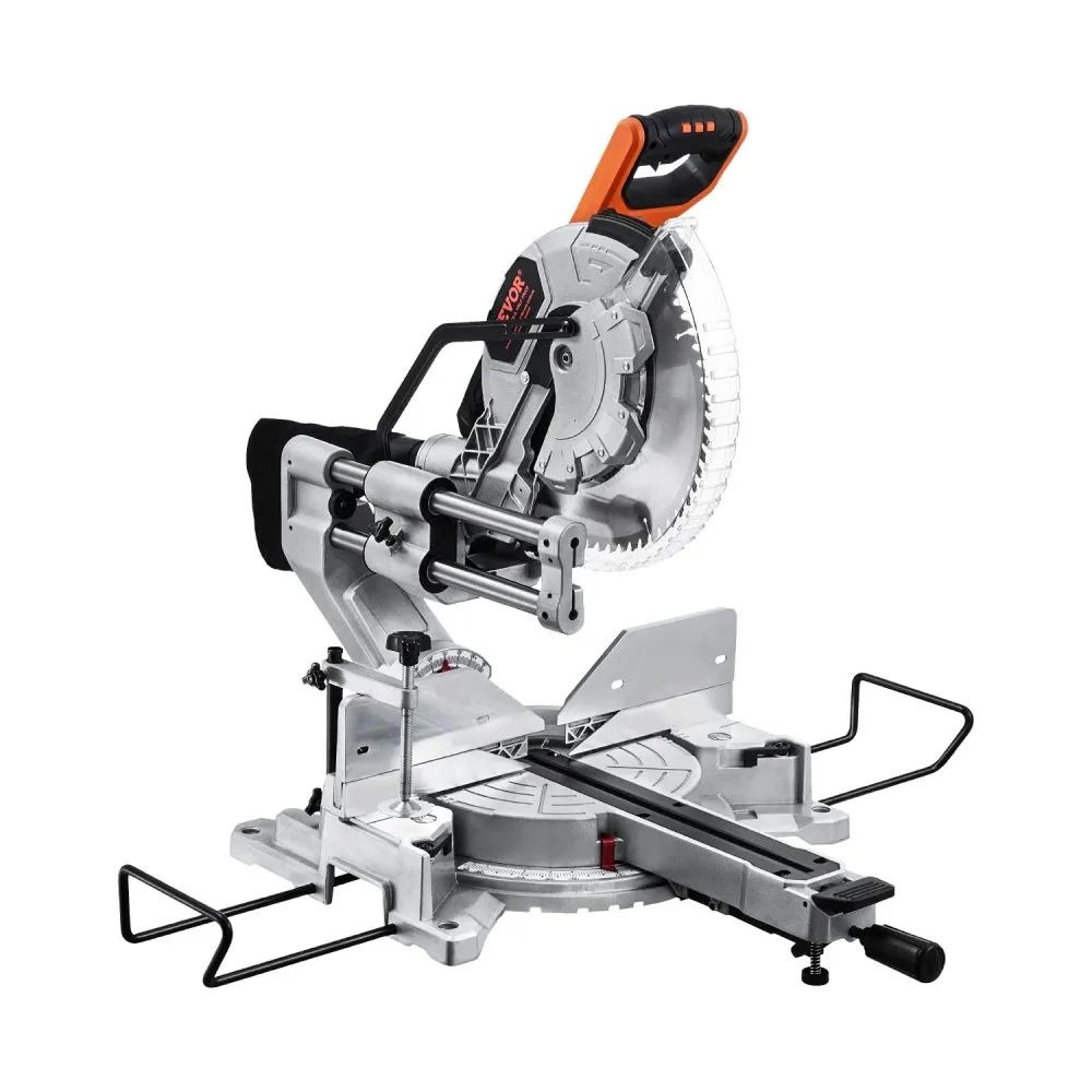 12 inch sliding miter saw with dual bevel and led guide