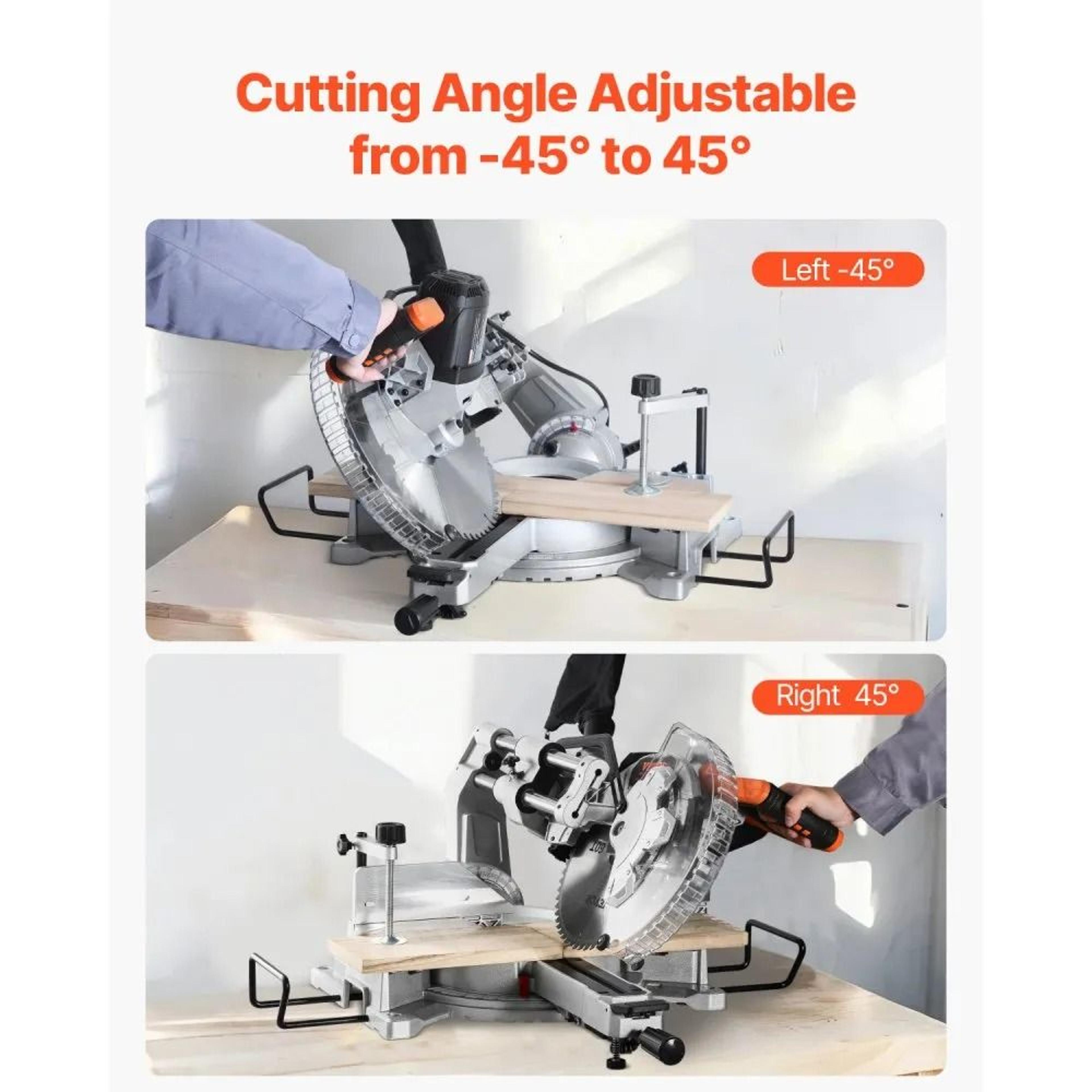 12 Inch Sliding Miter Saw With Dual Bevel And LED Guide 3