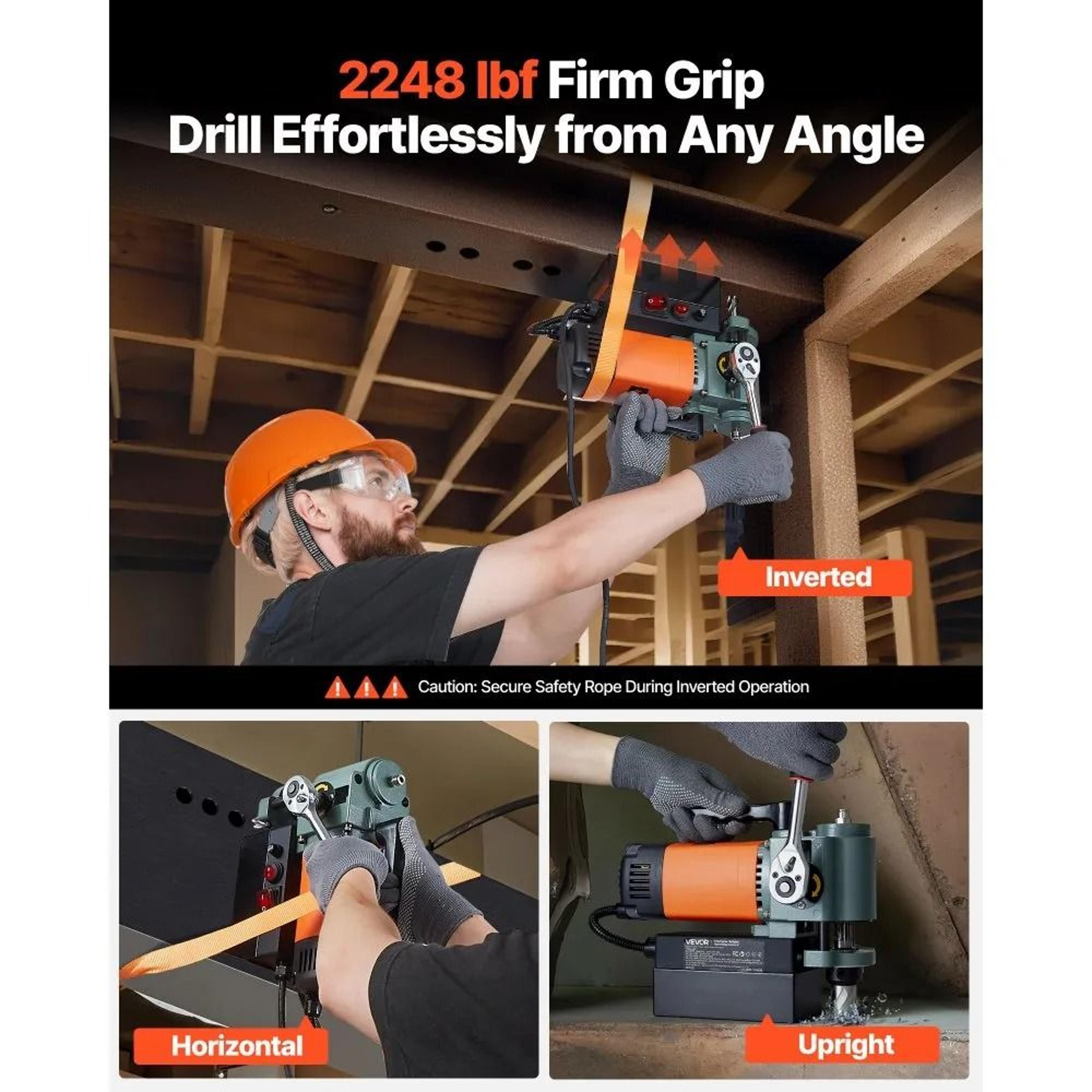 Low Profile Magnetic Drill Press 1300W Portable Mag Drill Machine For Metal Drilling 3
