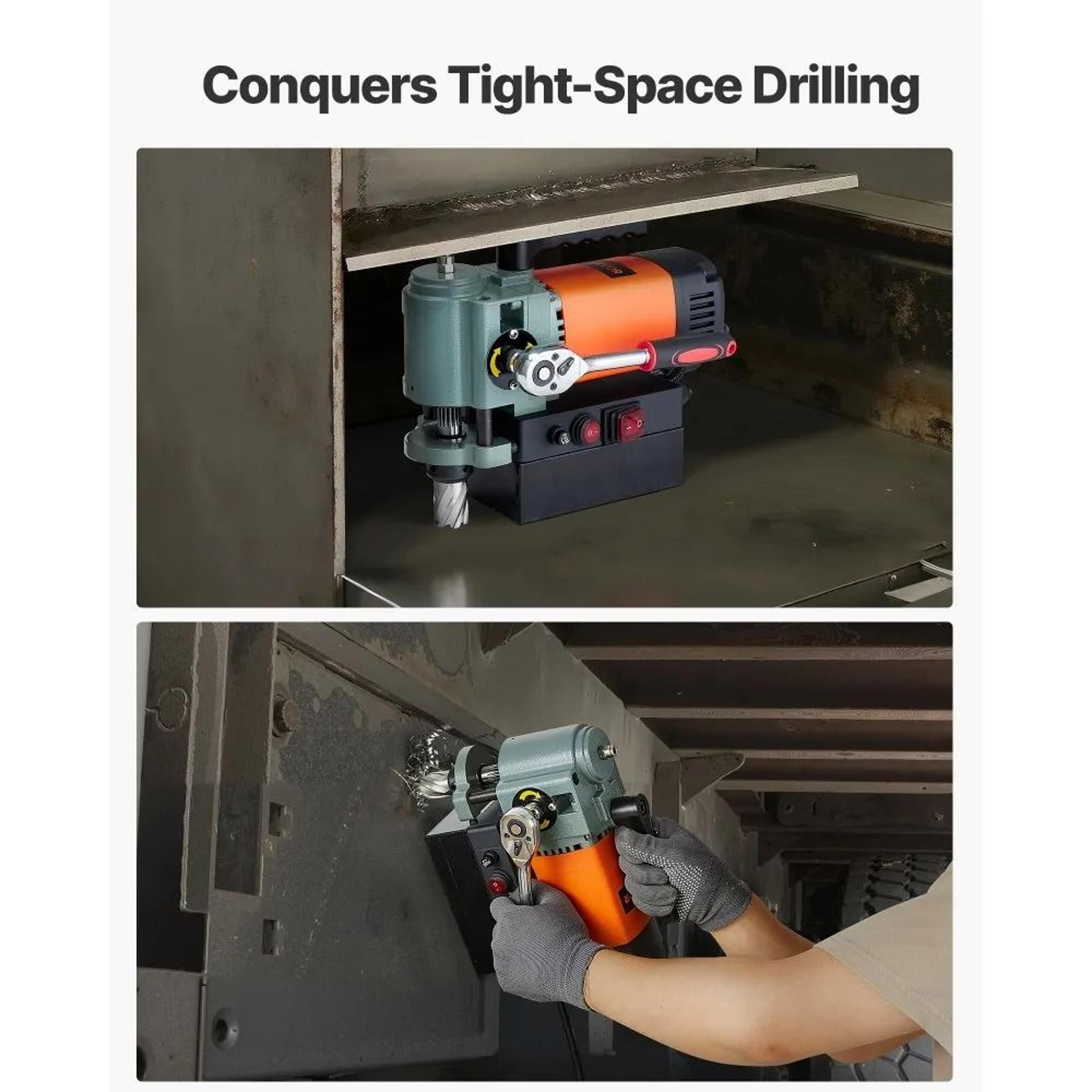 Low Profile Magnetic Drill Press 1300W Portable Mag Drill Machine For Metal Drilling 5