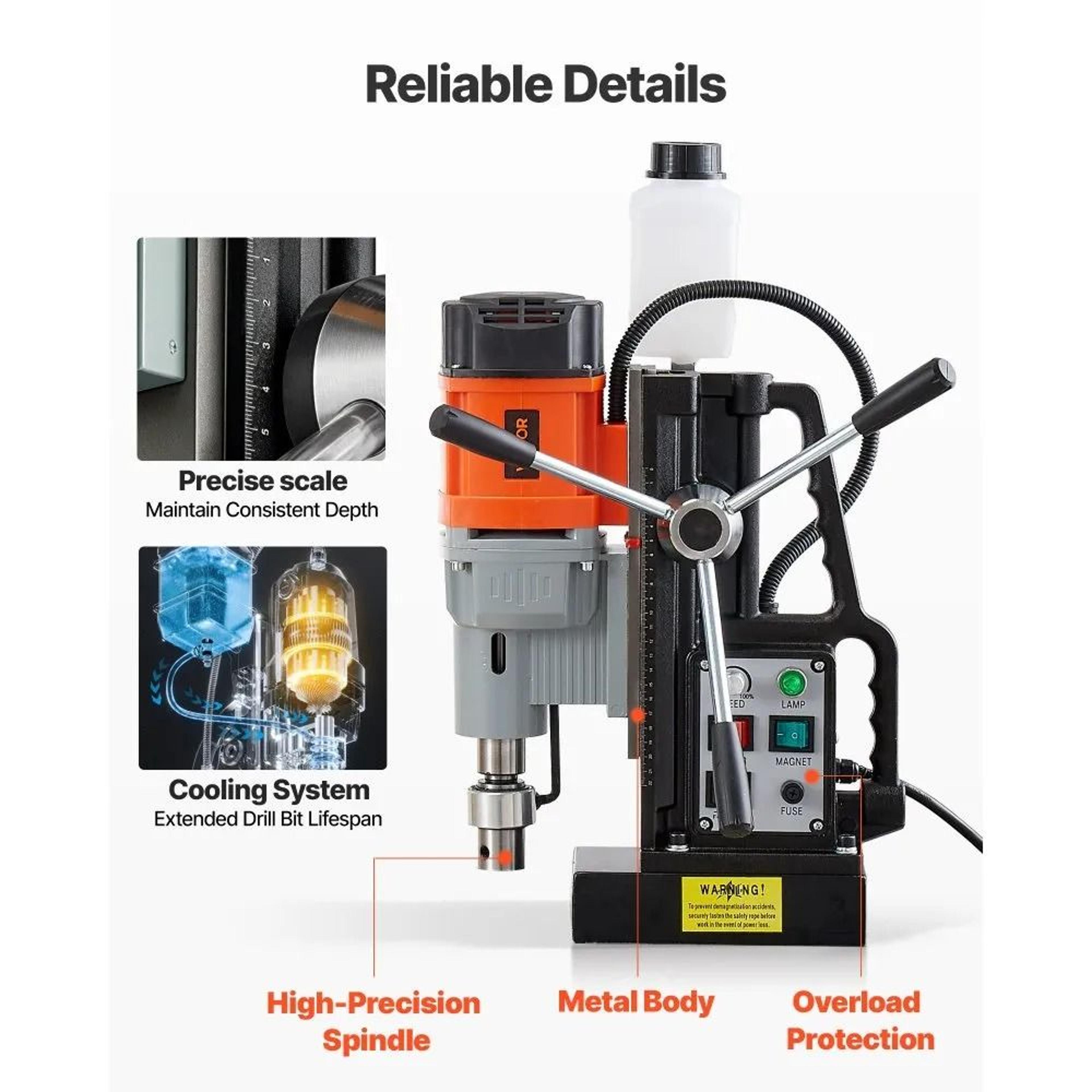 Magnetic Drill Press 1550W Heavy Duty Mag Drill With 600 RPM Speed Control 5