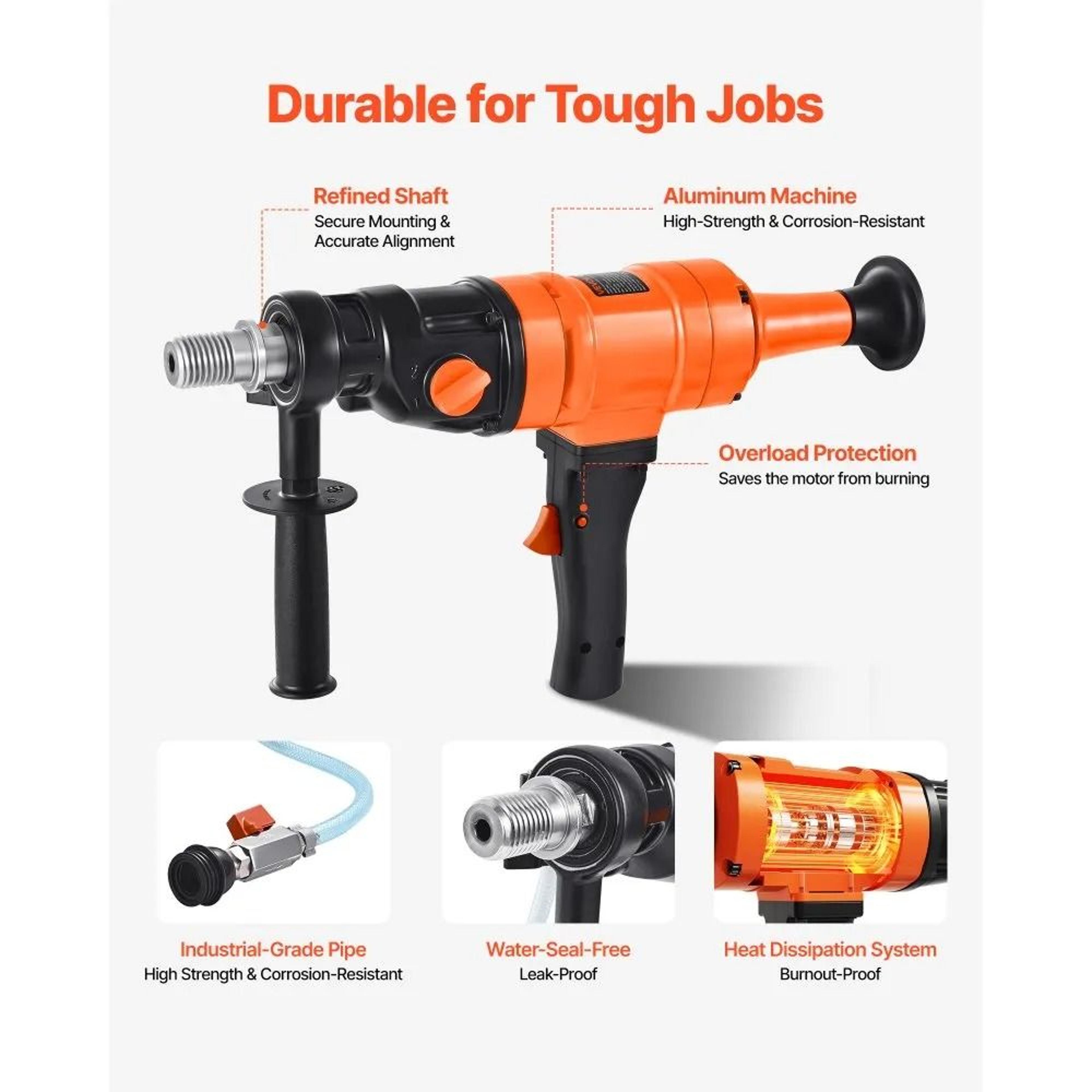 1800W Diamond Core Drilling Machine For Concrete Wet Dry Drilling 7