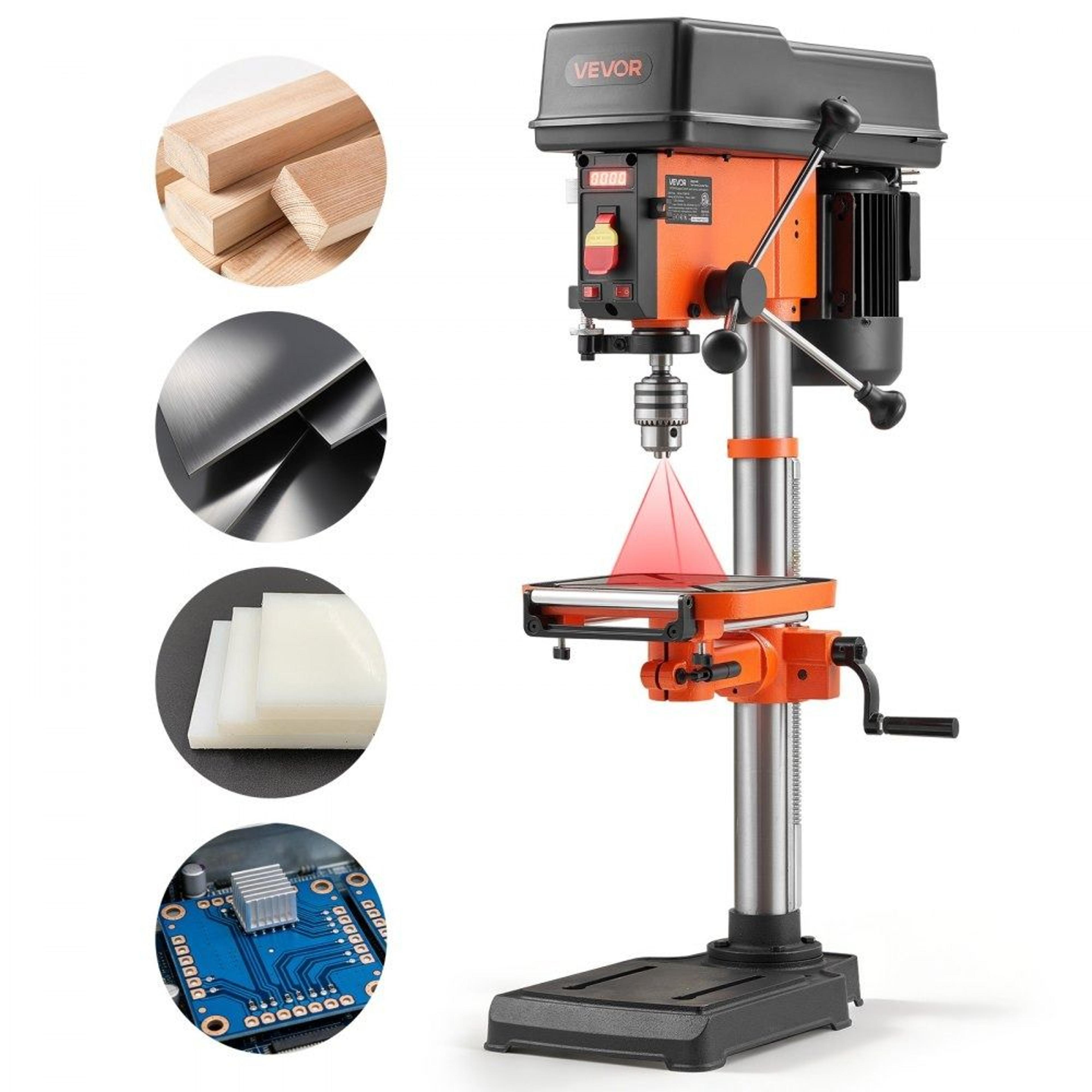 12 inch benchtop drill press with variable speed control laser guide