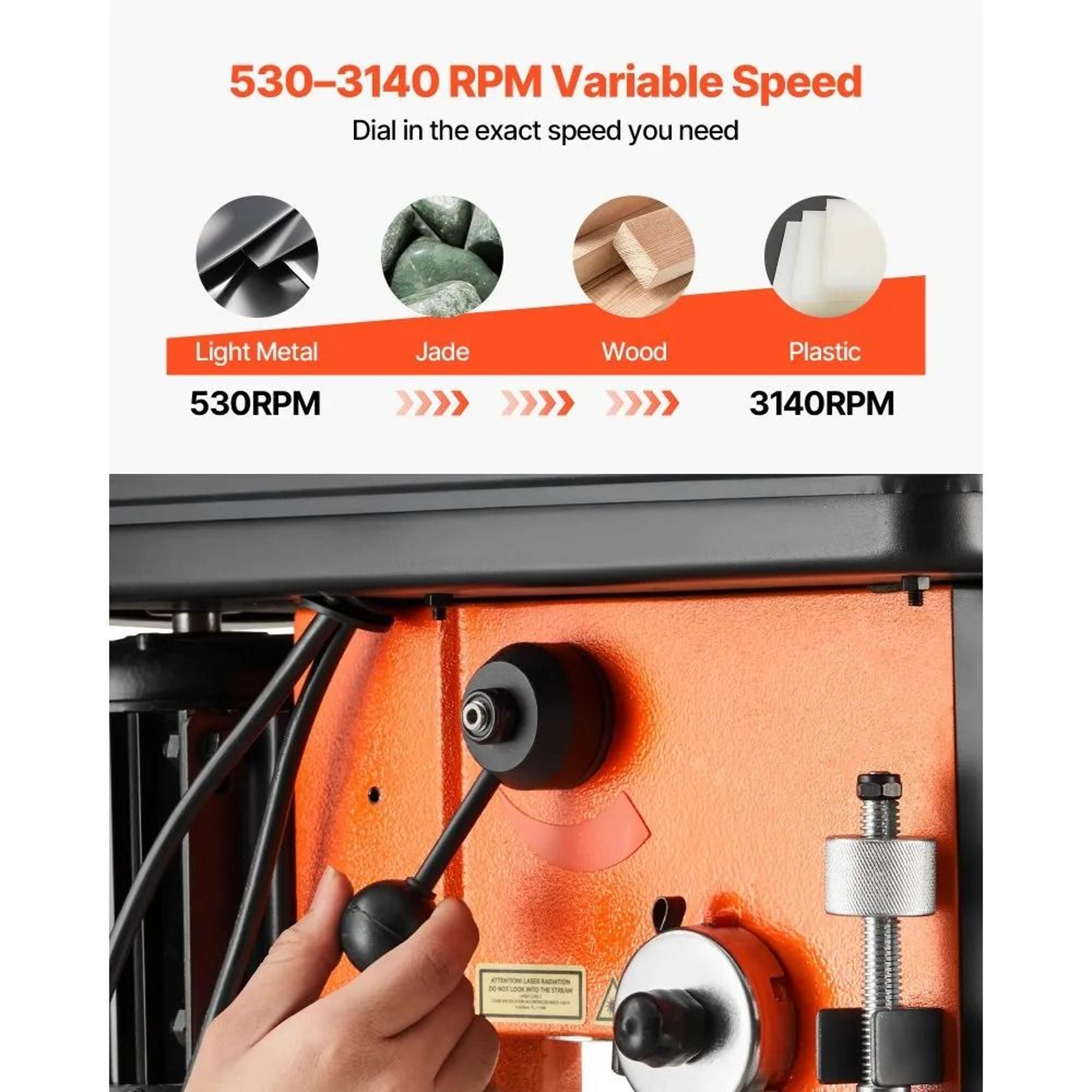 12 Inch Benchtop Drill Press With Variable Speed Control Laser Guide 6