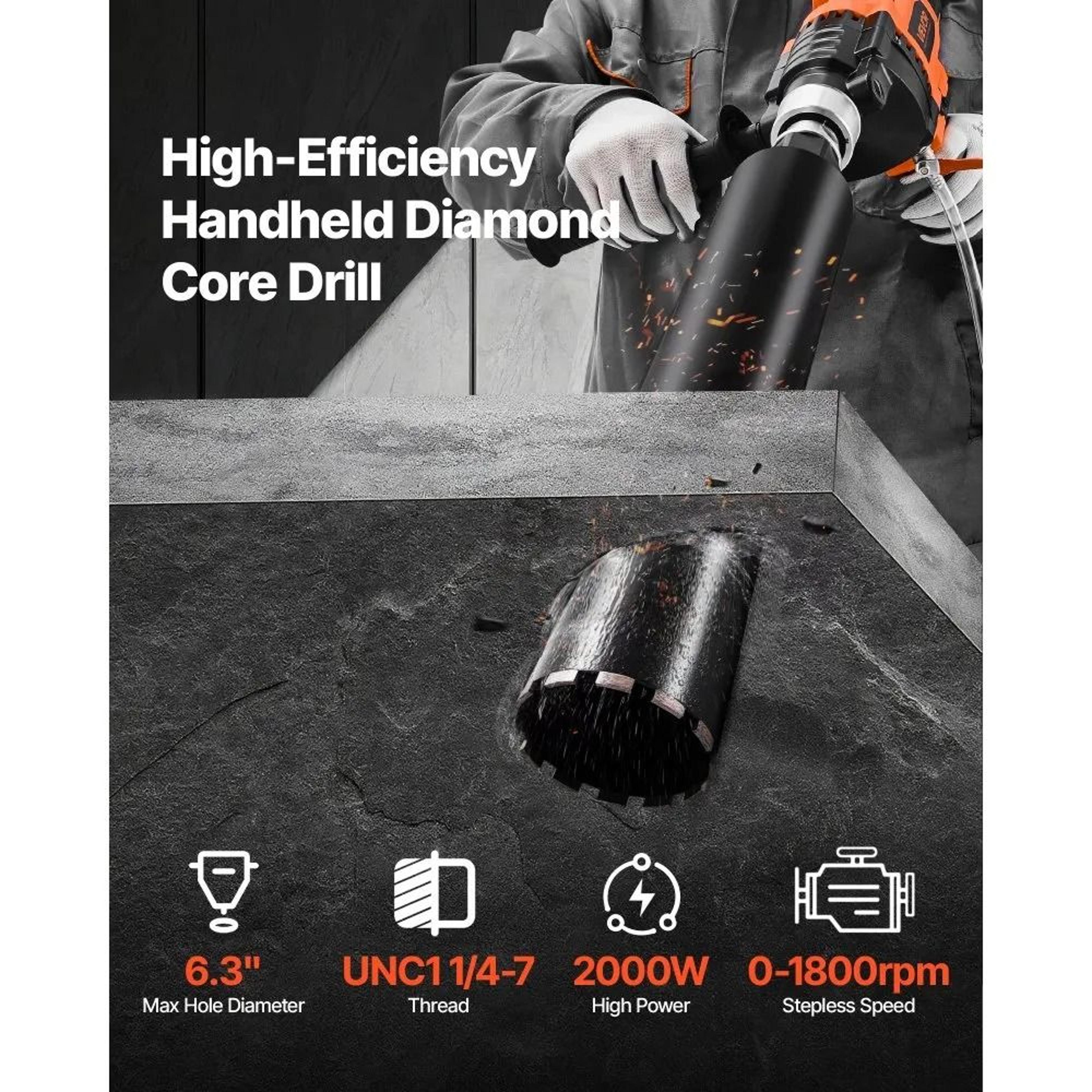 2000W Diamond Core Drill Machine For Concrete Wet Dry Drilling 2