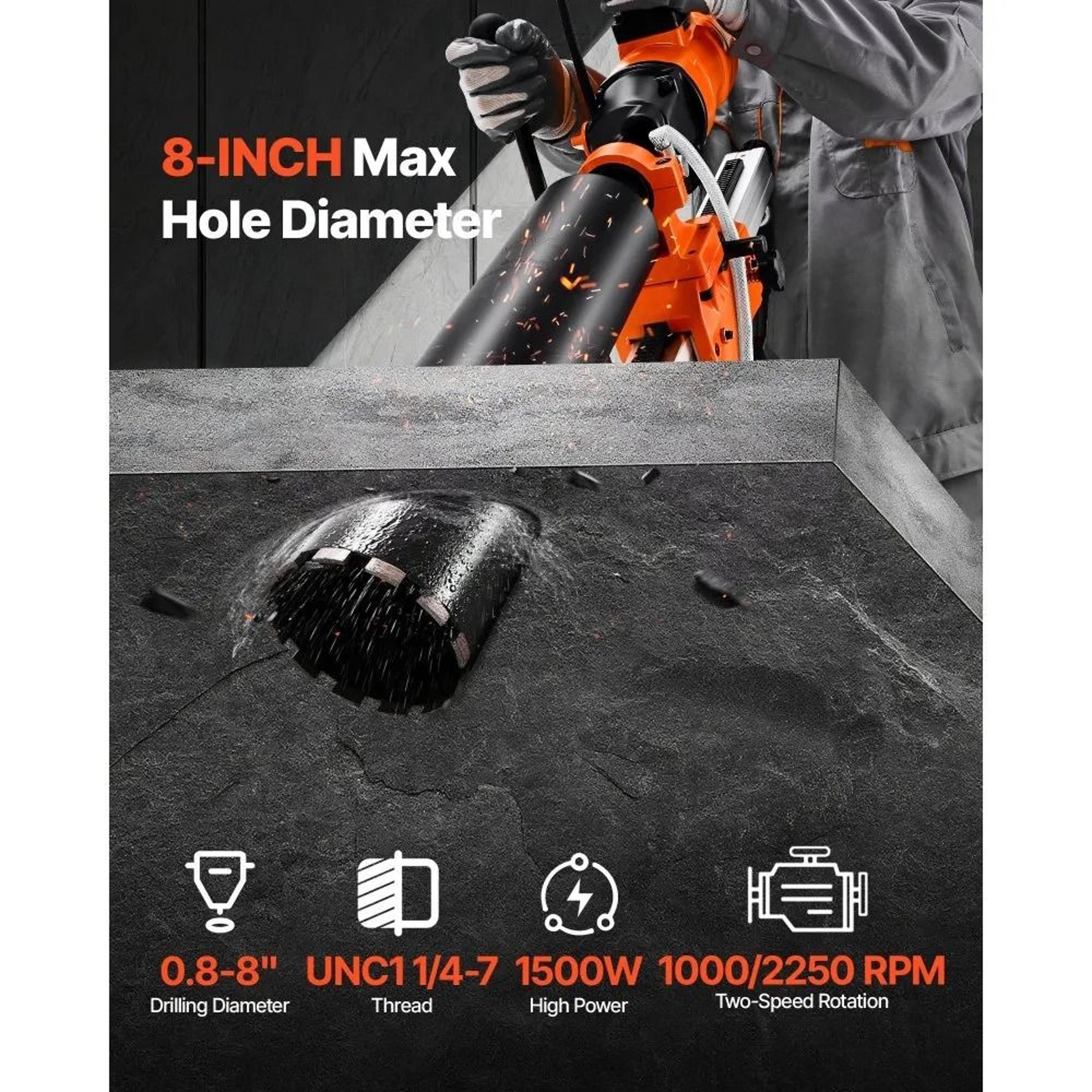 8 Inch Diamond Core Drill Machine Wet Dry Concrete Drilling Rig 5