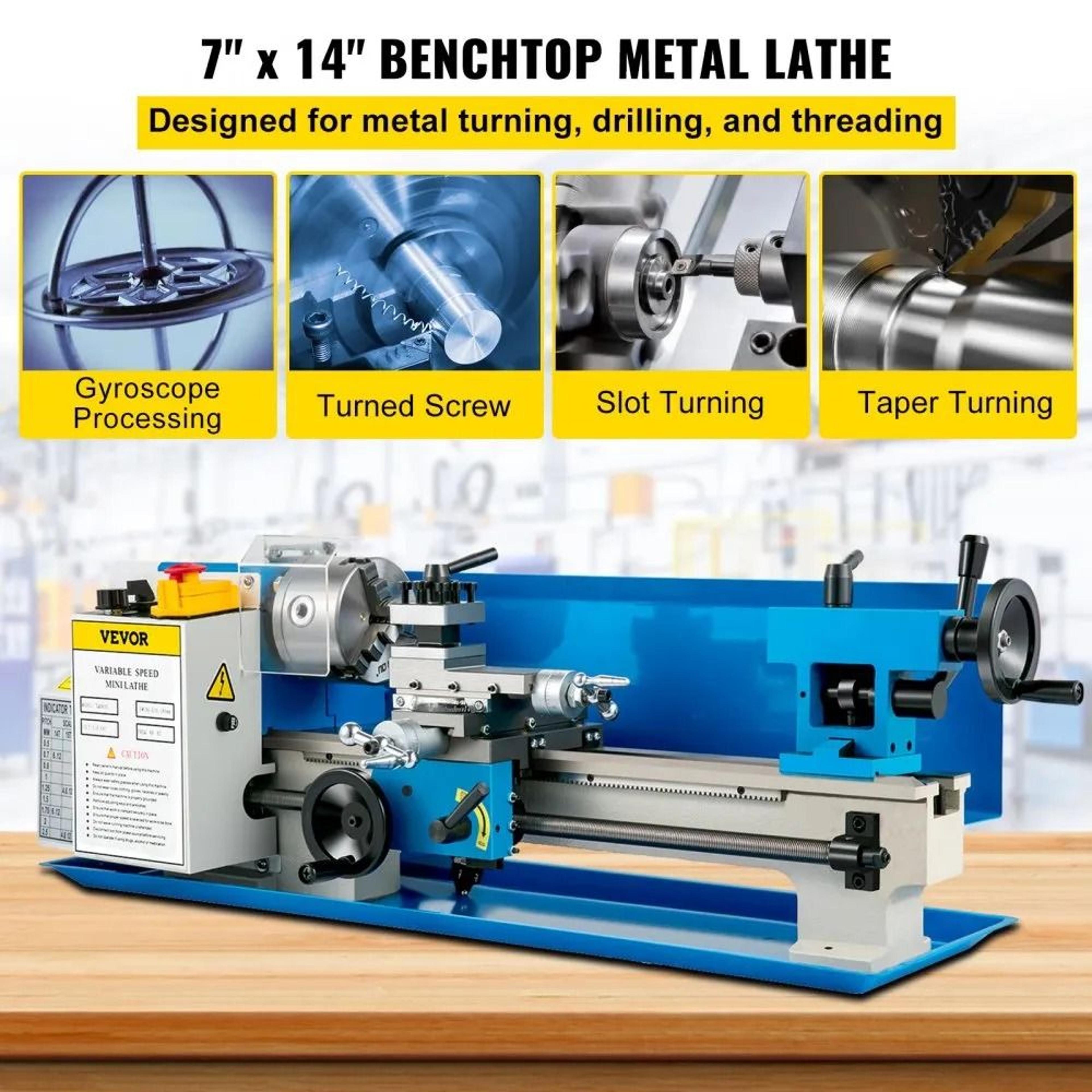 7x14 Mini Metal Lathe 550W Variable Speed Benchtop Metal Turning Machine 2