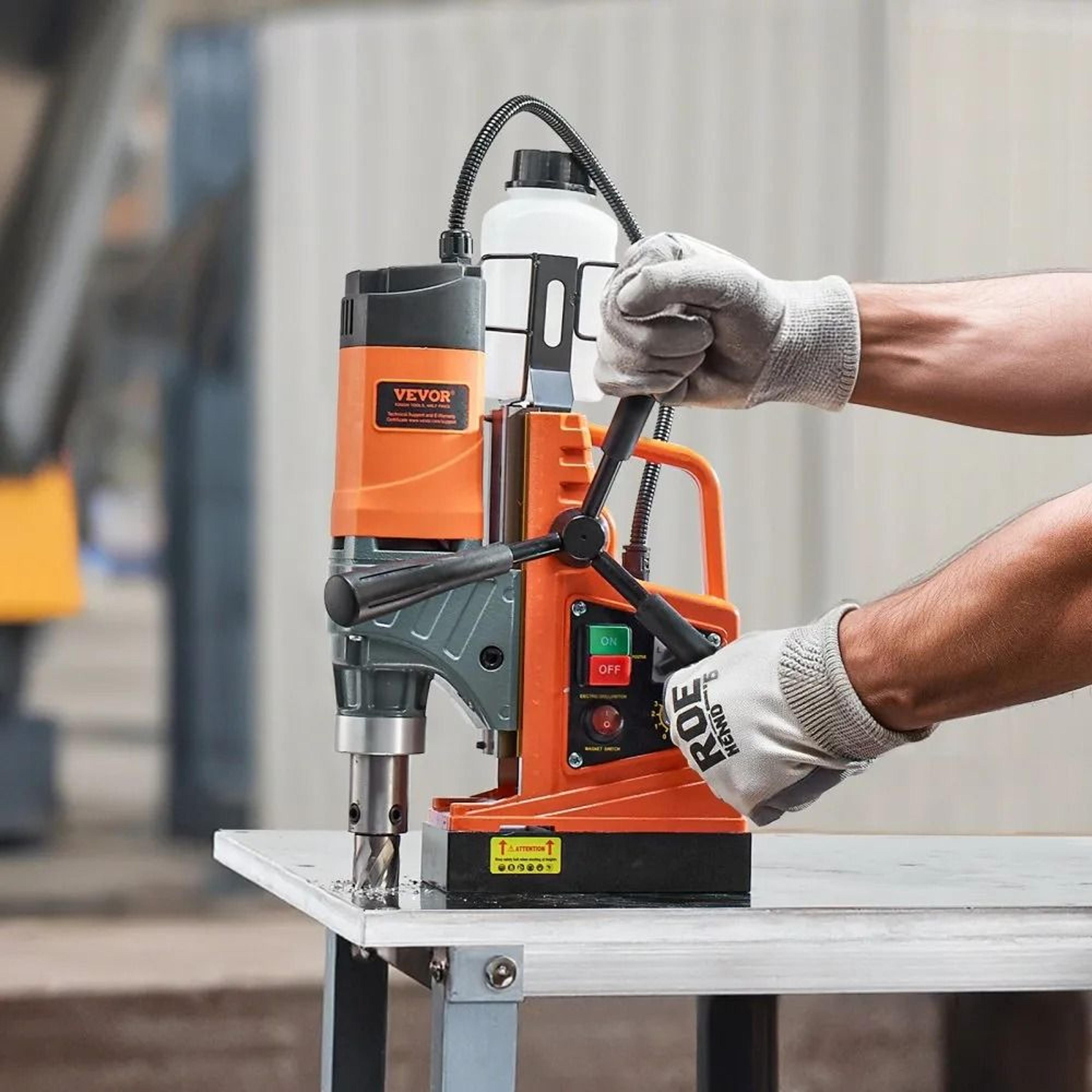 Portable Magnetic Drill Press 1450W Electric Mag Drill With Coring Bits 5