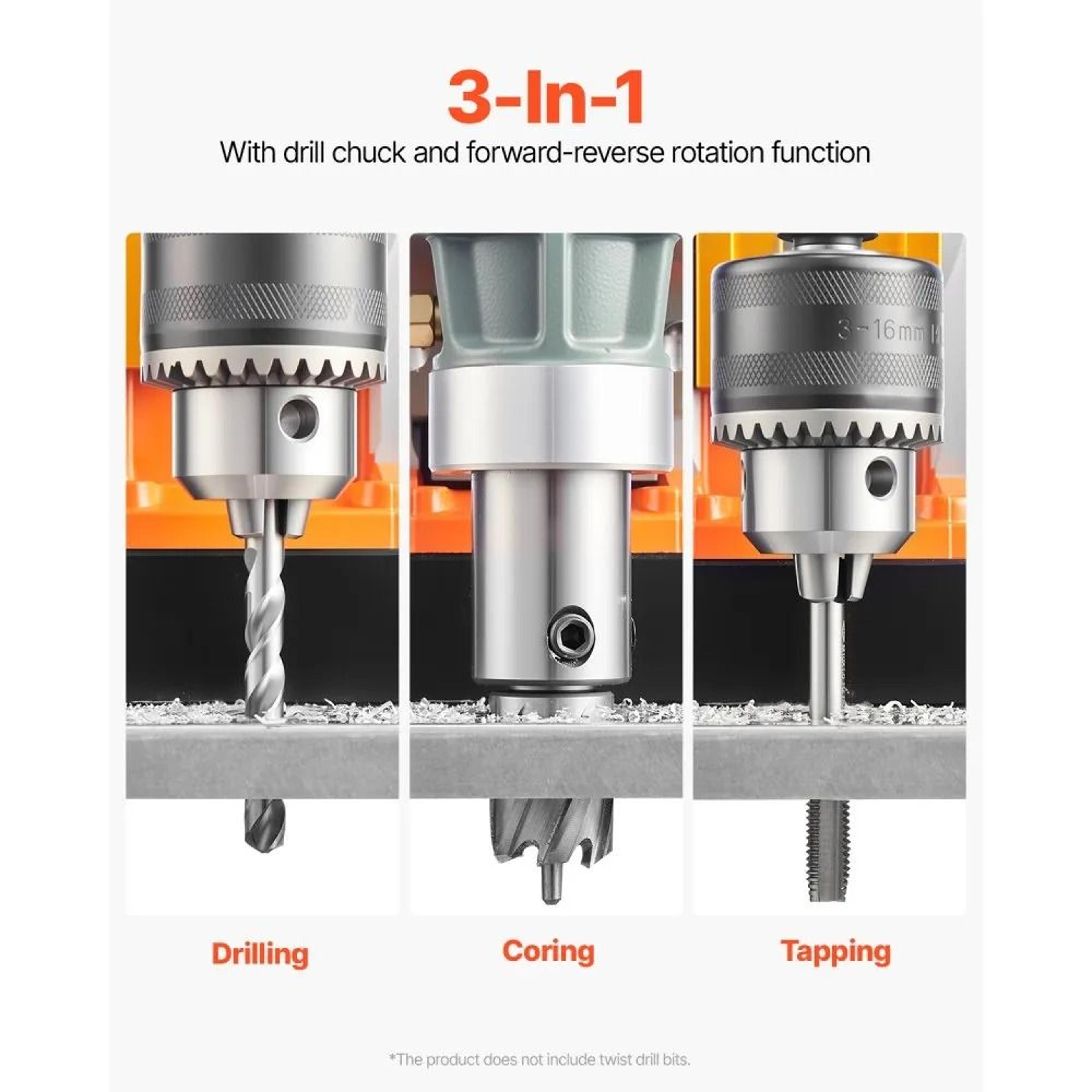 Portable Magnetic Drill Press 1450W Electric Mag Drill With Coring Bits 4