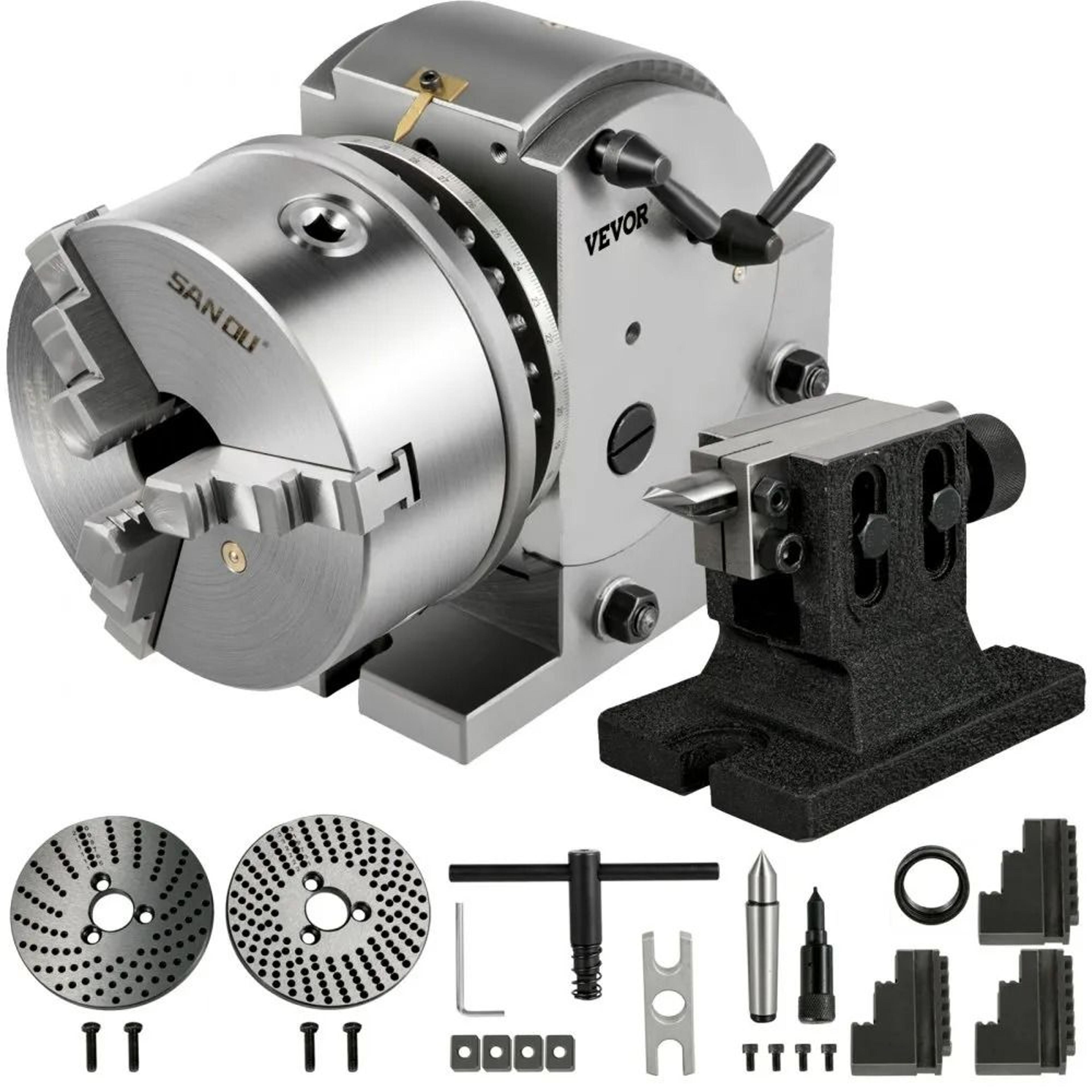 precision dividing head bs-1 with 6 inch chuck and tailstock for milling machines