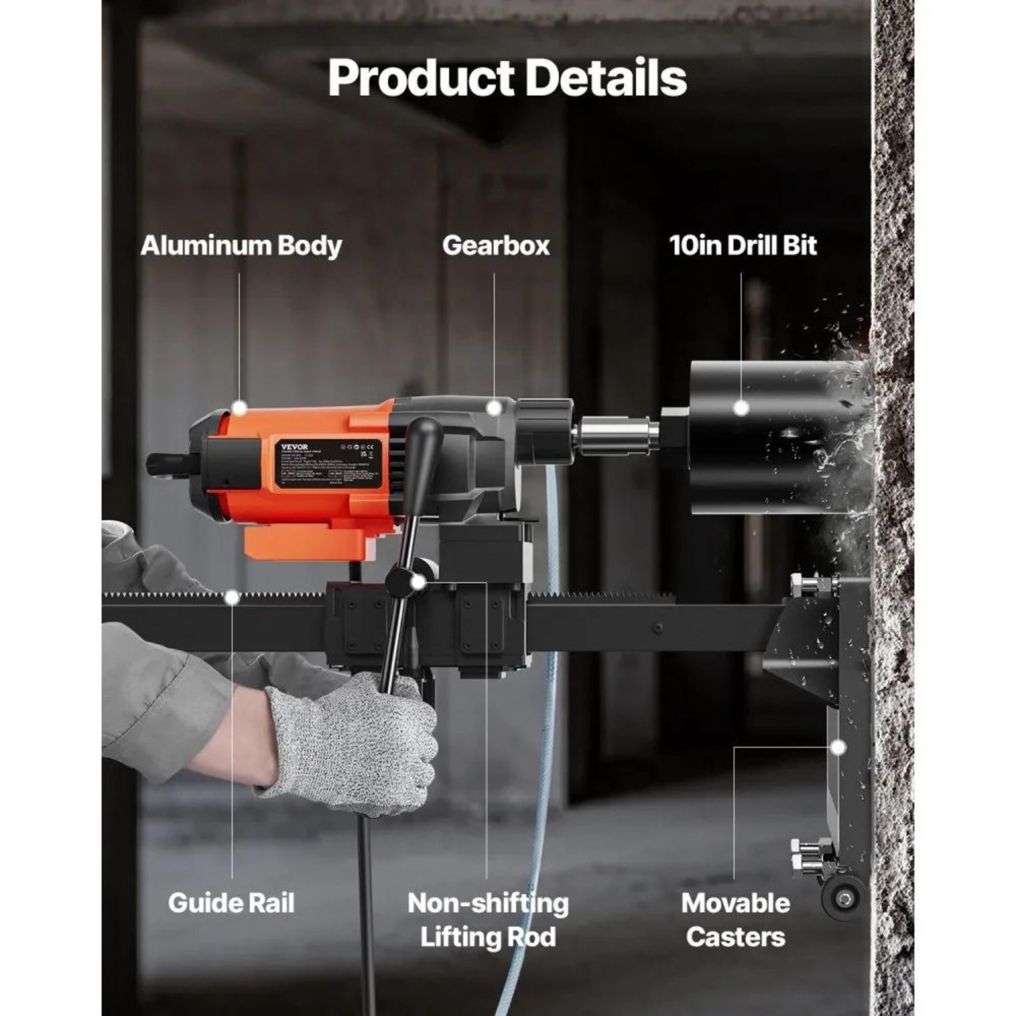 Diamond Core Drill Machine 10 Inch Wet Concrete Core Drill Rig 2