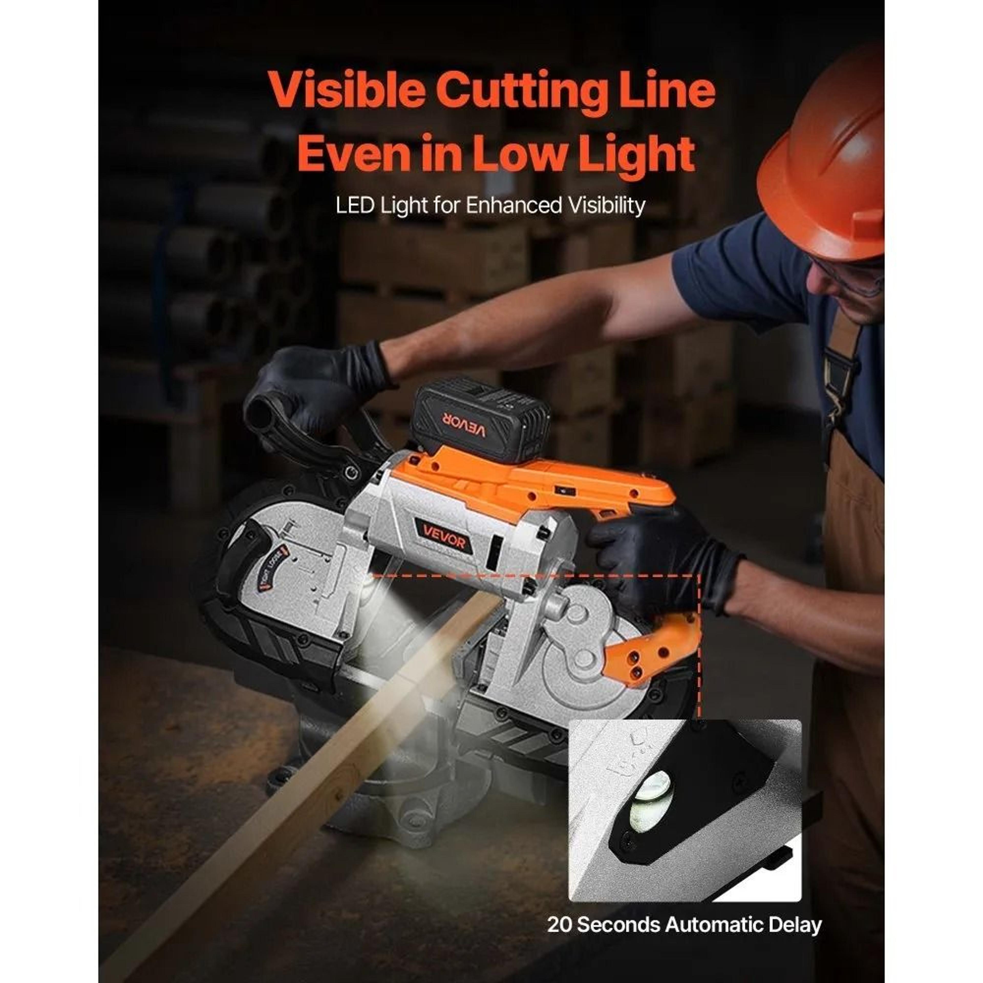 20V Cordless Portable Band Saw Kit 5 Inch Deep Cut Brushless Metal Cutting Tool 2