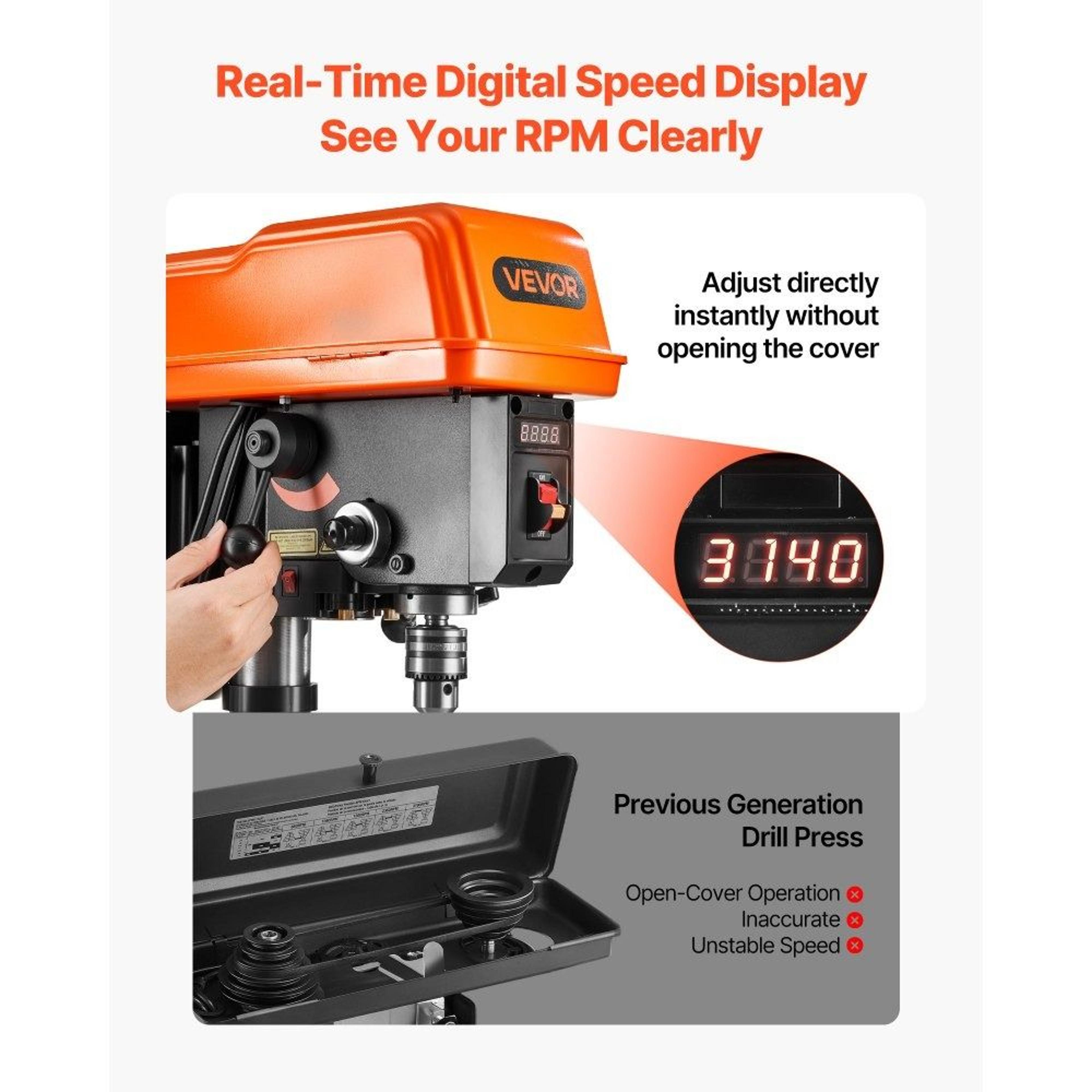 10 Inch Benchtop Drill Press With Variable Speed And Laser Guide 6