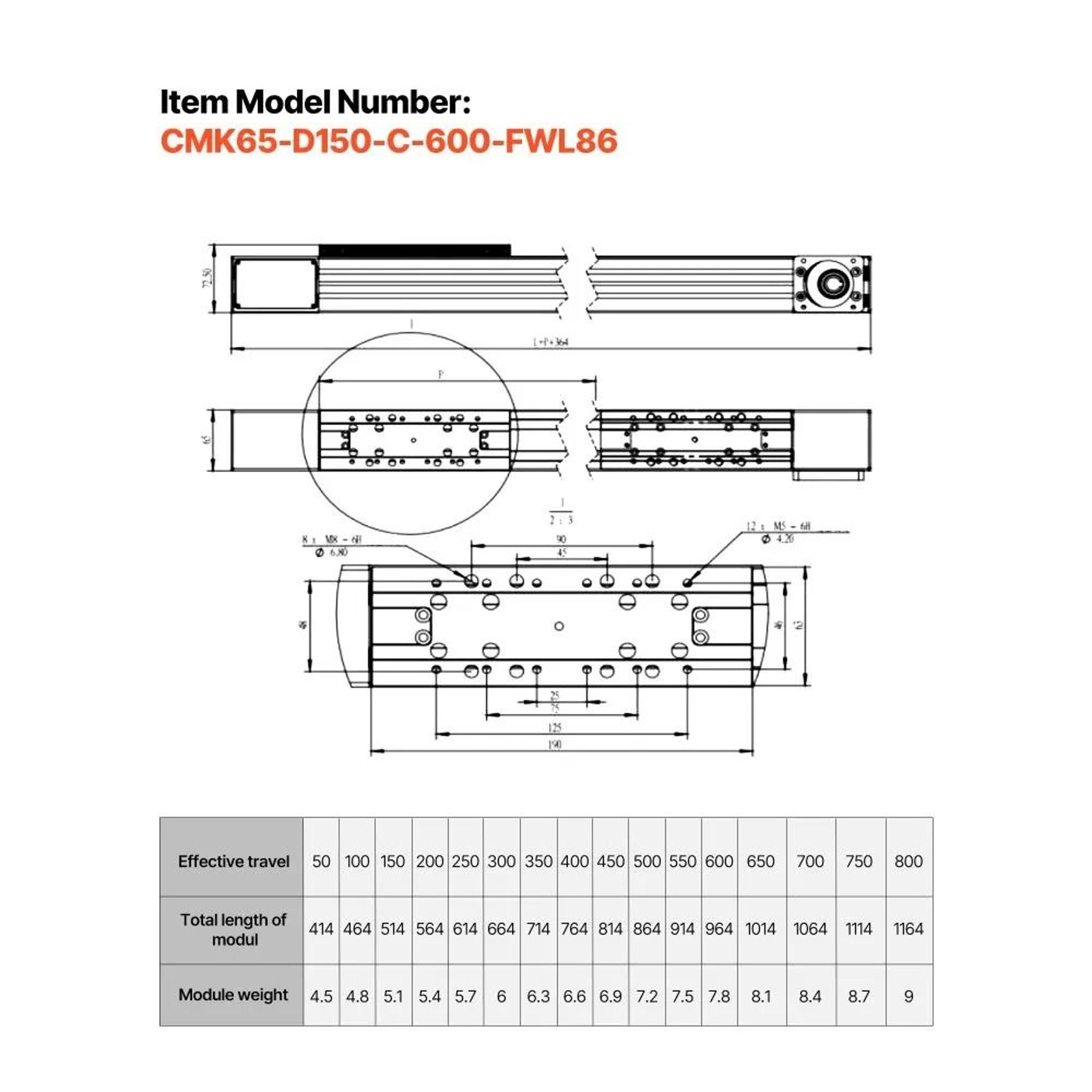 CNC Linear Guide Rail Actuator With NEMA34 Stepper Motor For Precision Motion Control 5