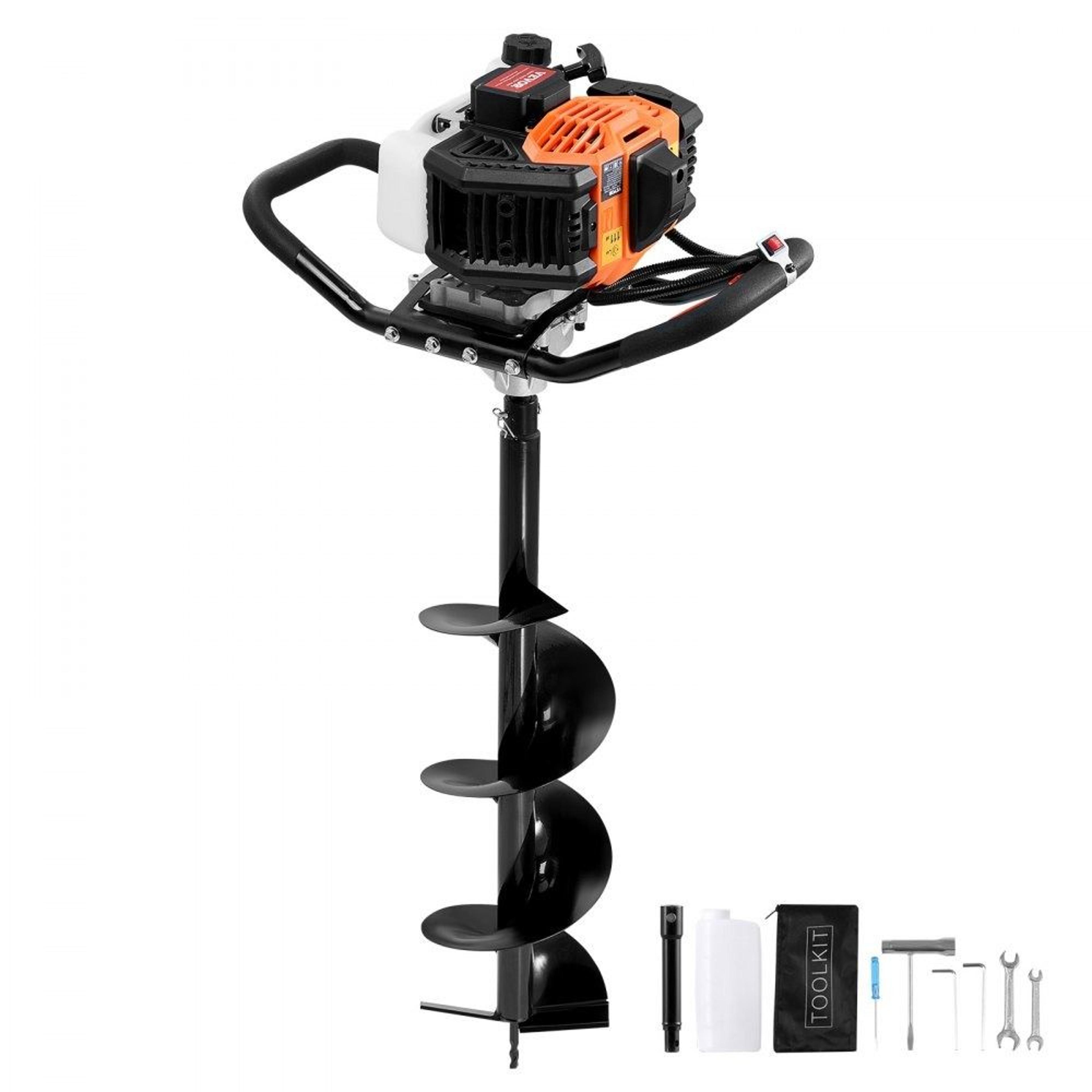 gas powered post hole digger 52cc earth auger with drill bits