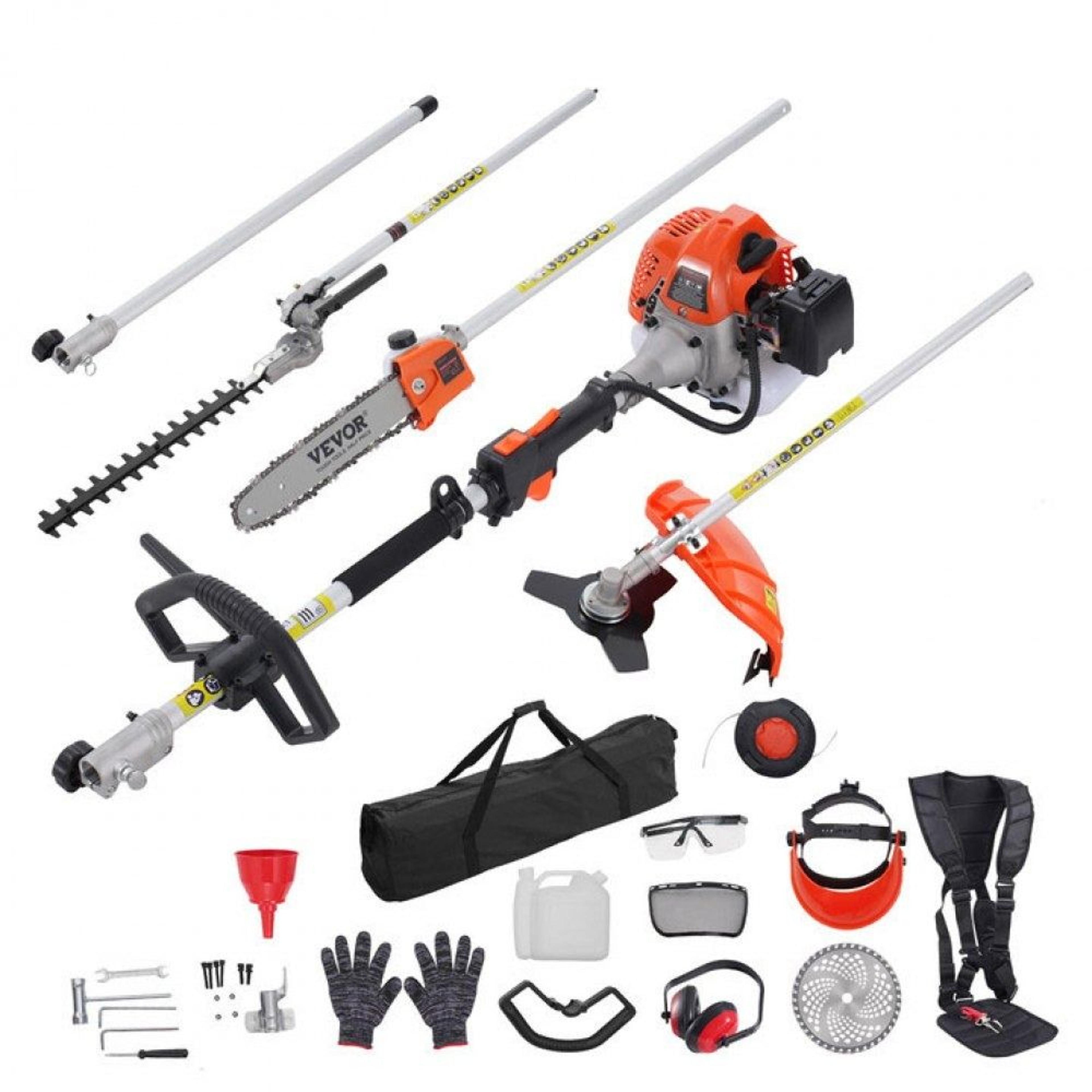 43cc 6-in-1 gas trimmer tool multi functional hedge trimmer pole saw brush cutter