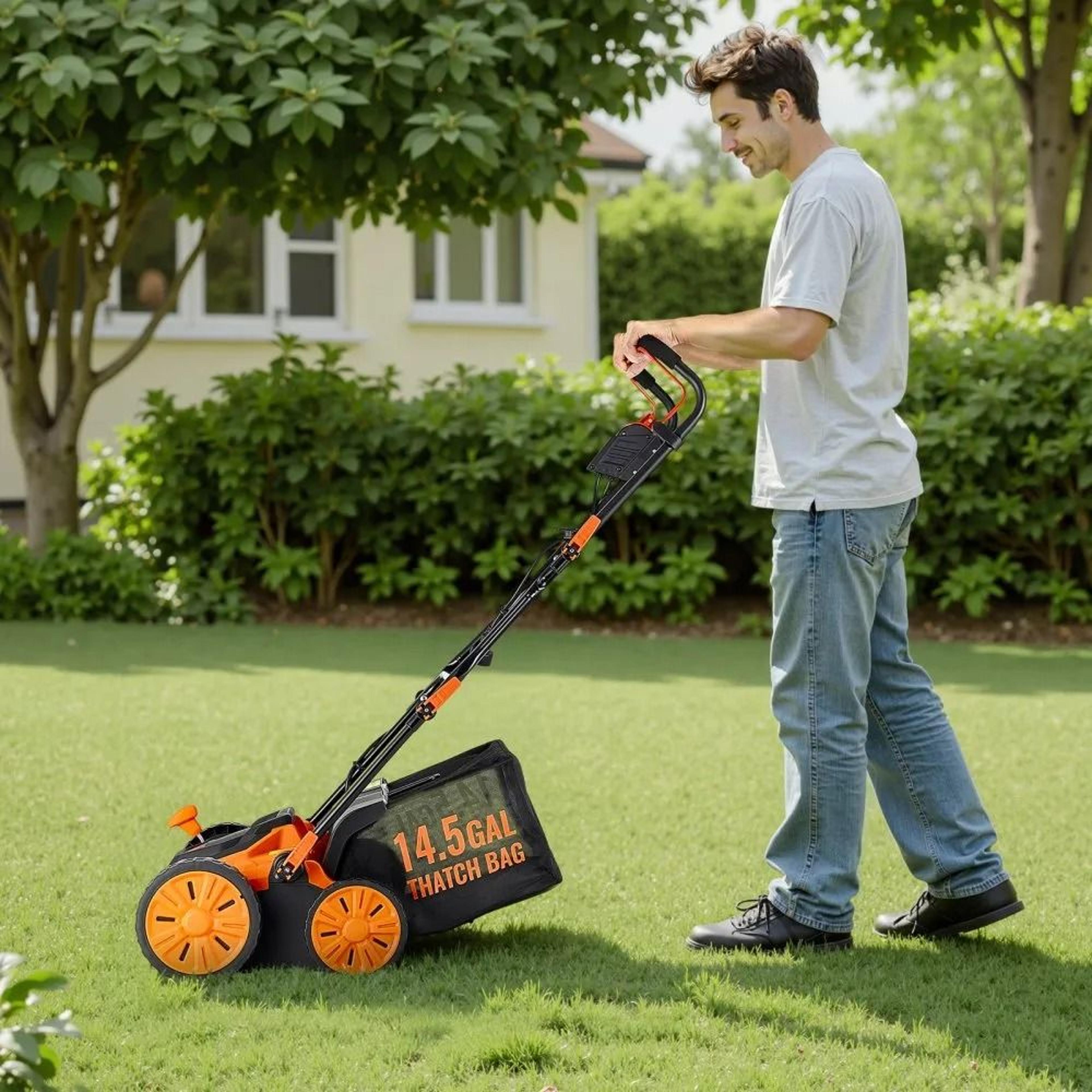 16 Inch Electric Lawn Dethatcher And Scarifier With Collection Bag 5
