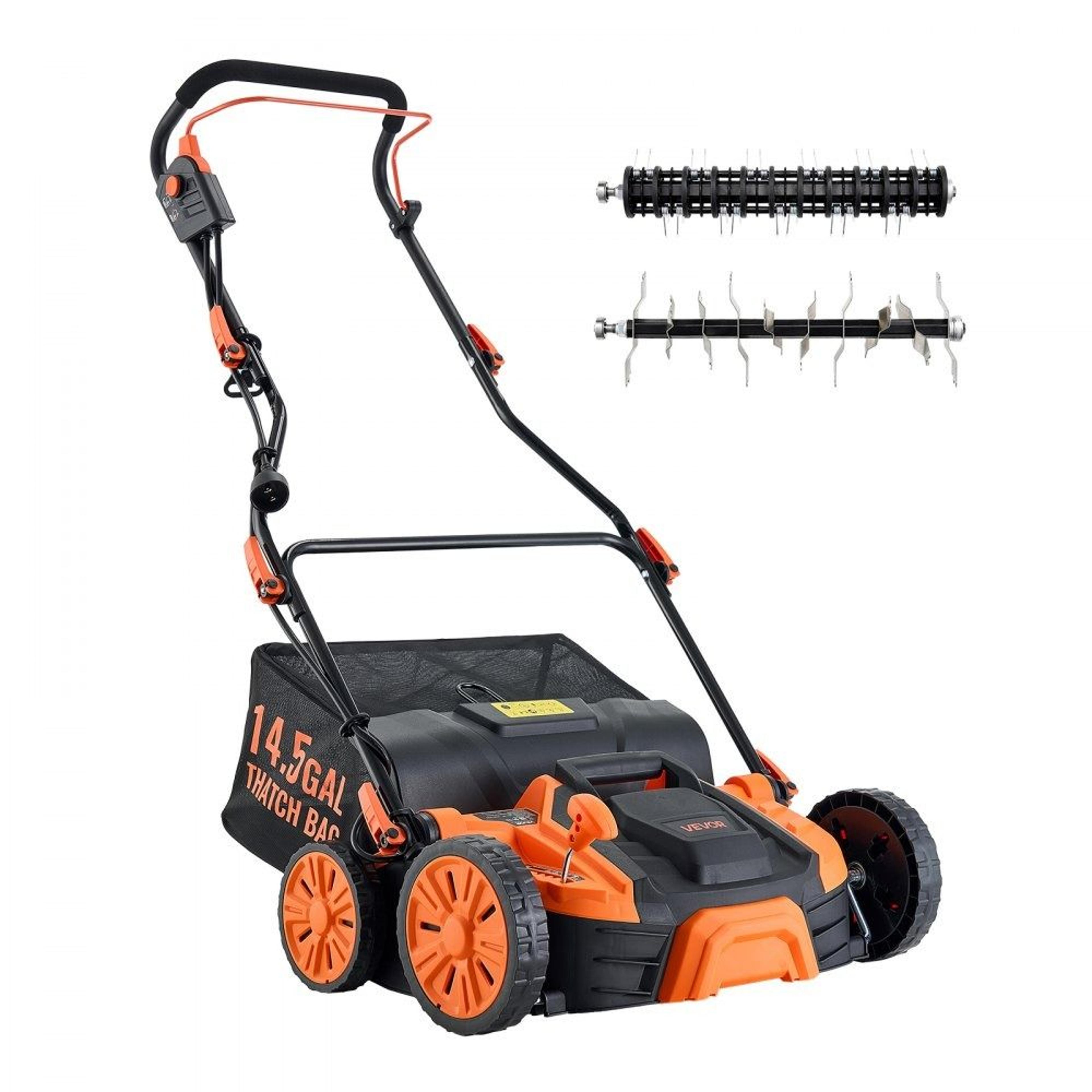 16 inch electric lawn dethatcher and scarifier with collection bag