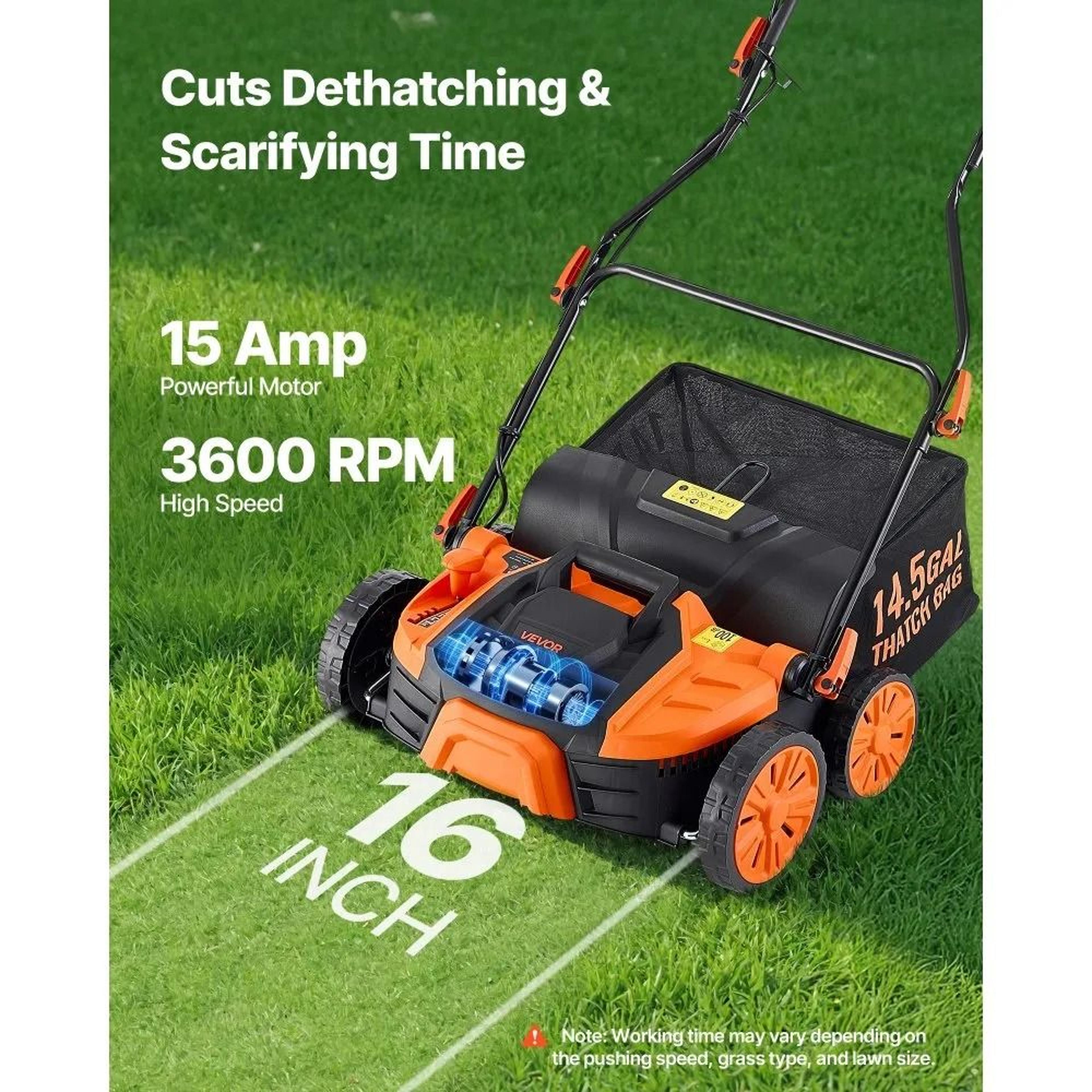 16 Inch Electric Lawn Dethatcher And Scarifier With Collection Bag 1