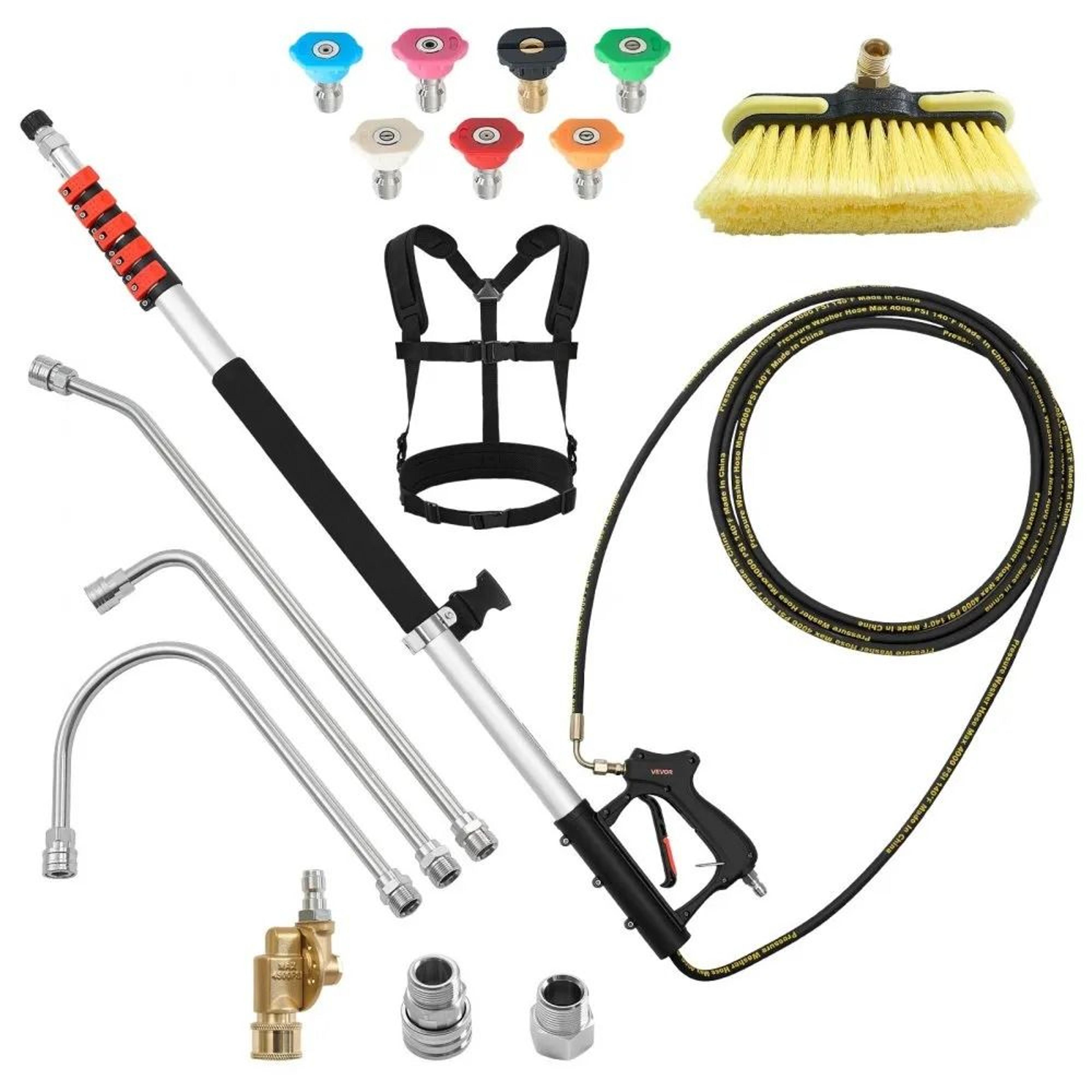 25ft pressure washer telescoping wand with high pressure extension pole for roof gutter cleaning