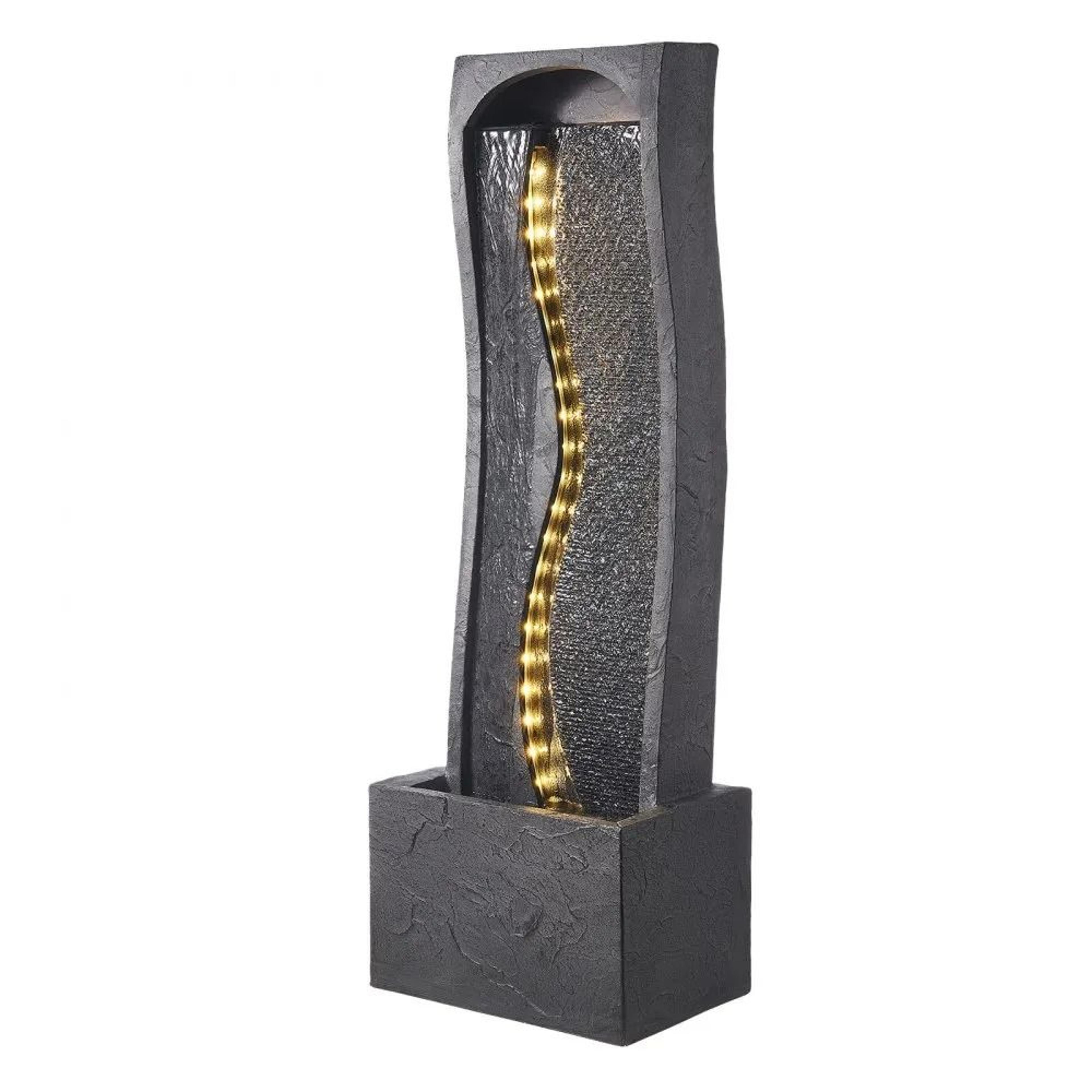 outdoor water fountain with led light rock base waterfall for garden patio decor
