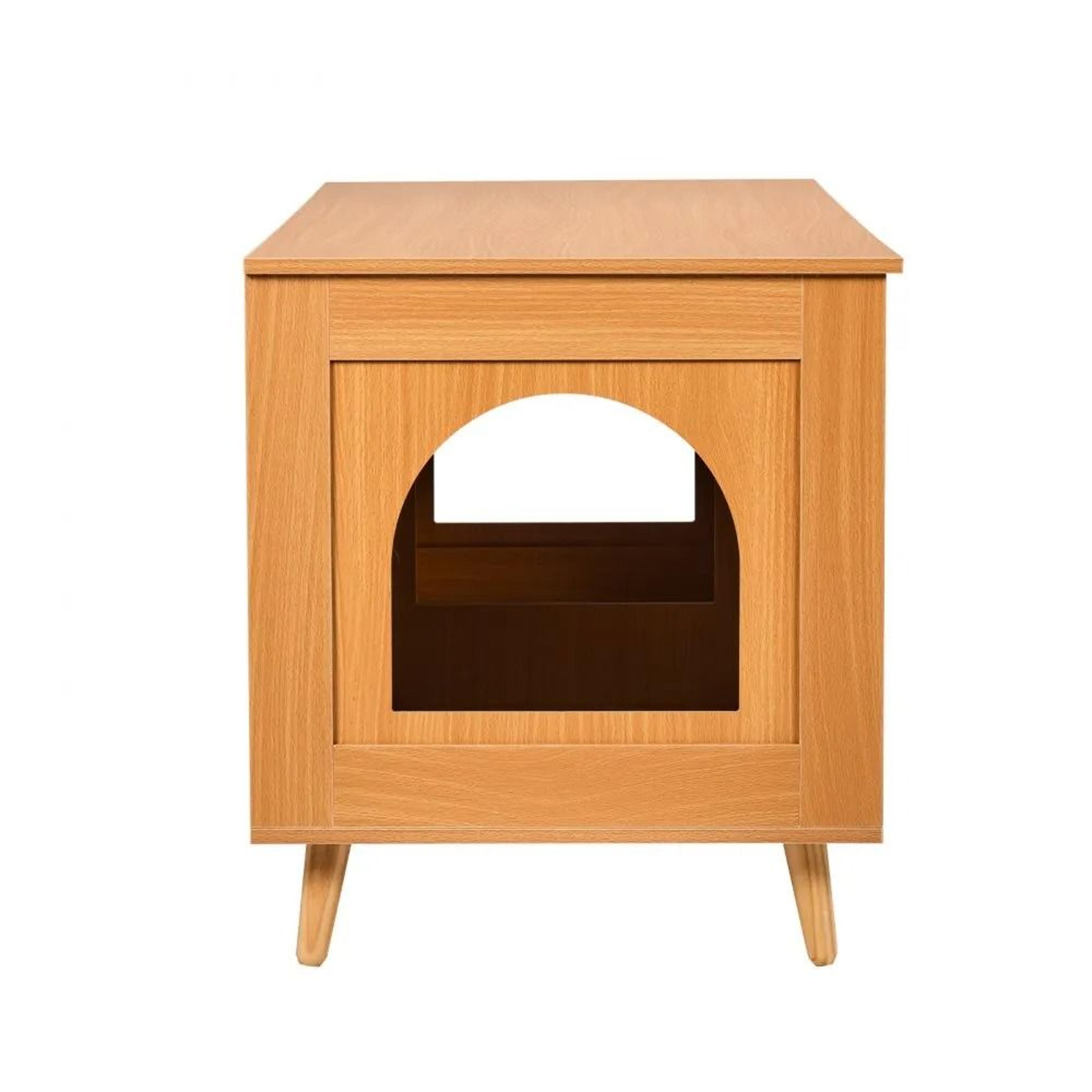 Hidden Cat Litter Box Enclosure Furniture Cabinet With Rattan Doors For 2 Cats 8