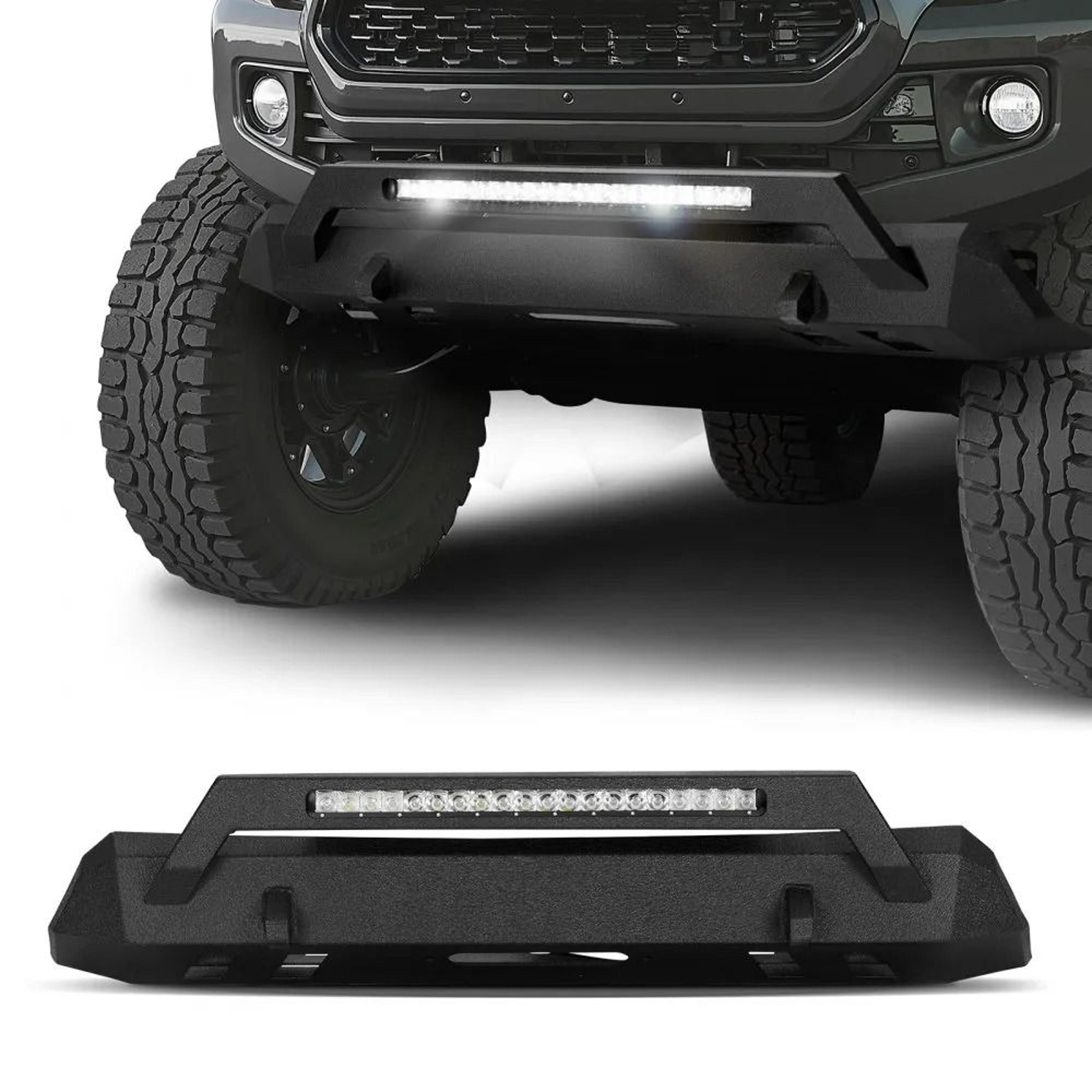 Heavy Duty Front Bumper For Toyota Tacoma 20162023 With LED Light Bar And Winch Mount 1