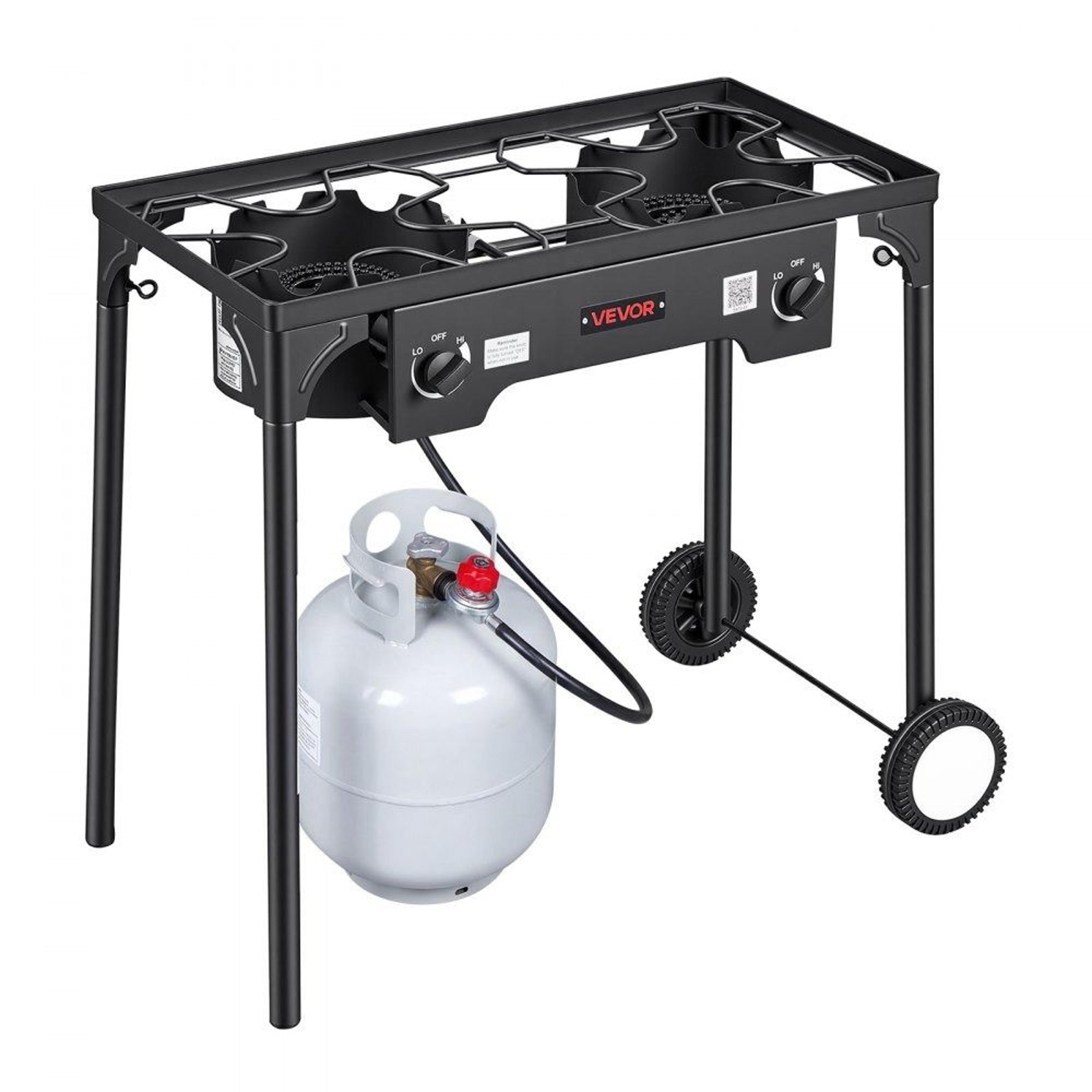 heavy duty 2 burner propane gas stove 150000 btu outdoor camping cooker