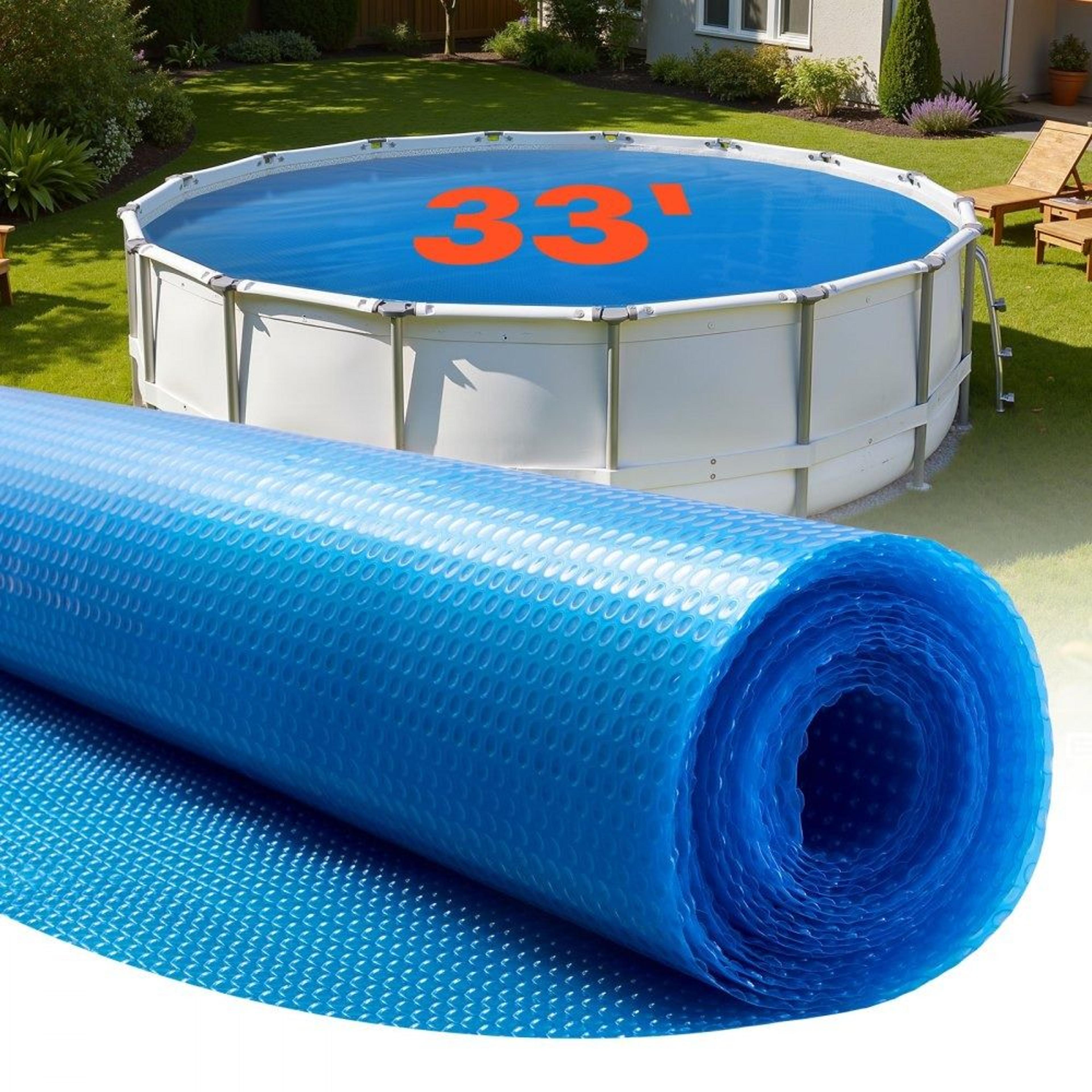 solar pool cover 33ft round bubble blanket for heat retention and water saving