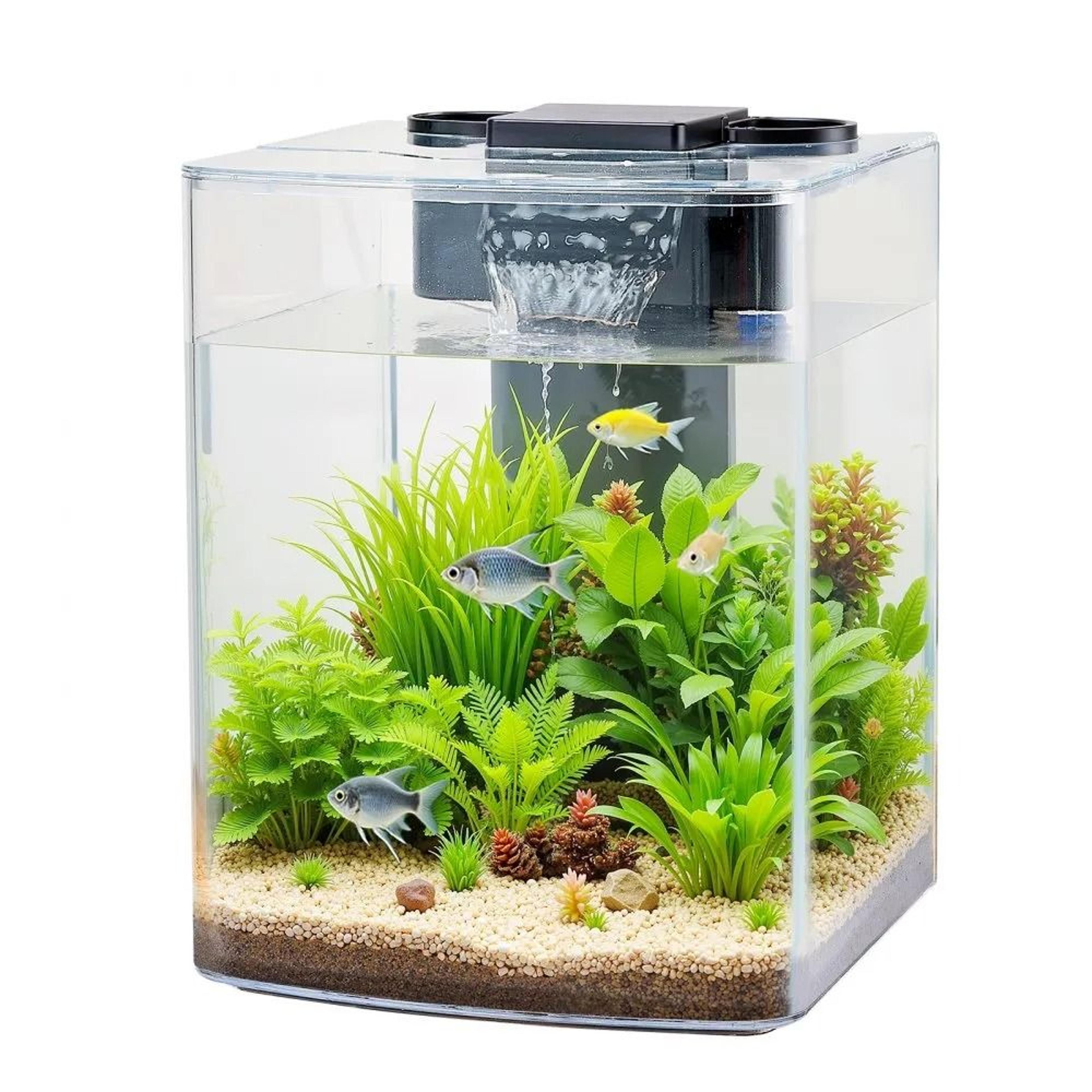 smart 2 gallon fish tank aquarium with self cleaning filter and 3 color led lighting