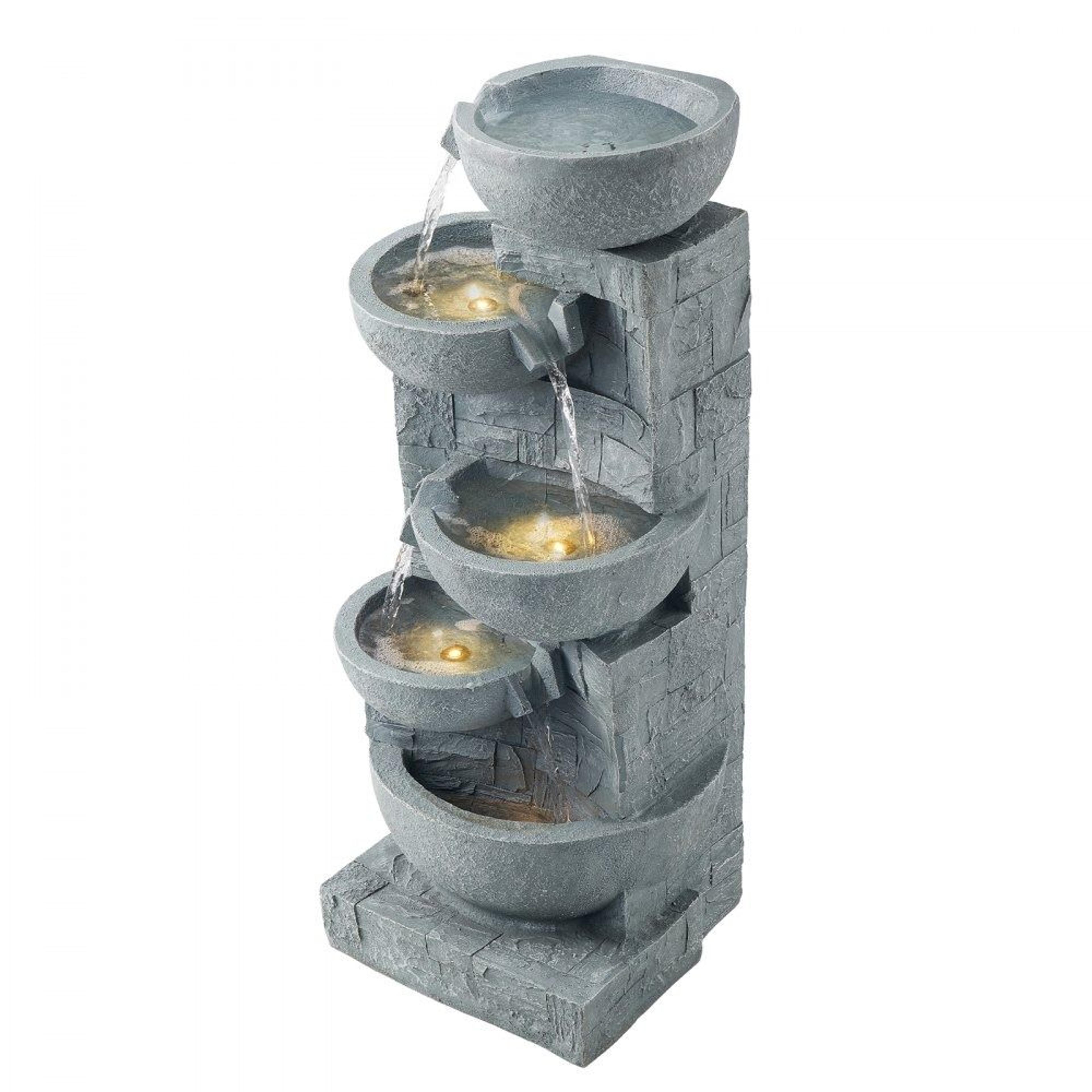 5 tier outdoor water fountain with led light cascading garden waterfall for patio and backyard decor