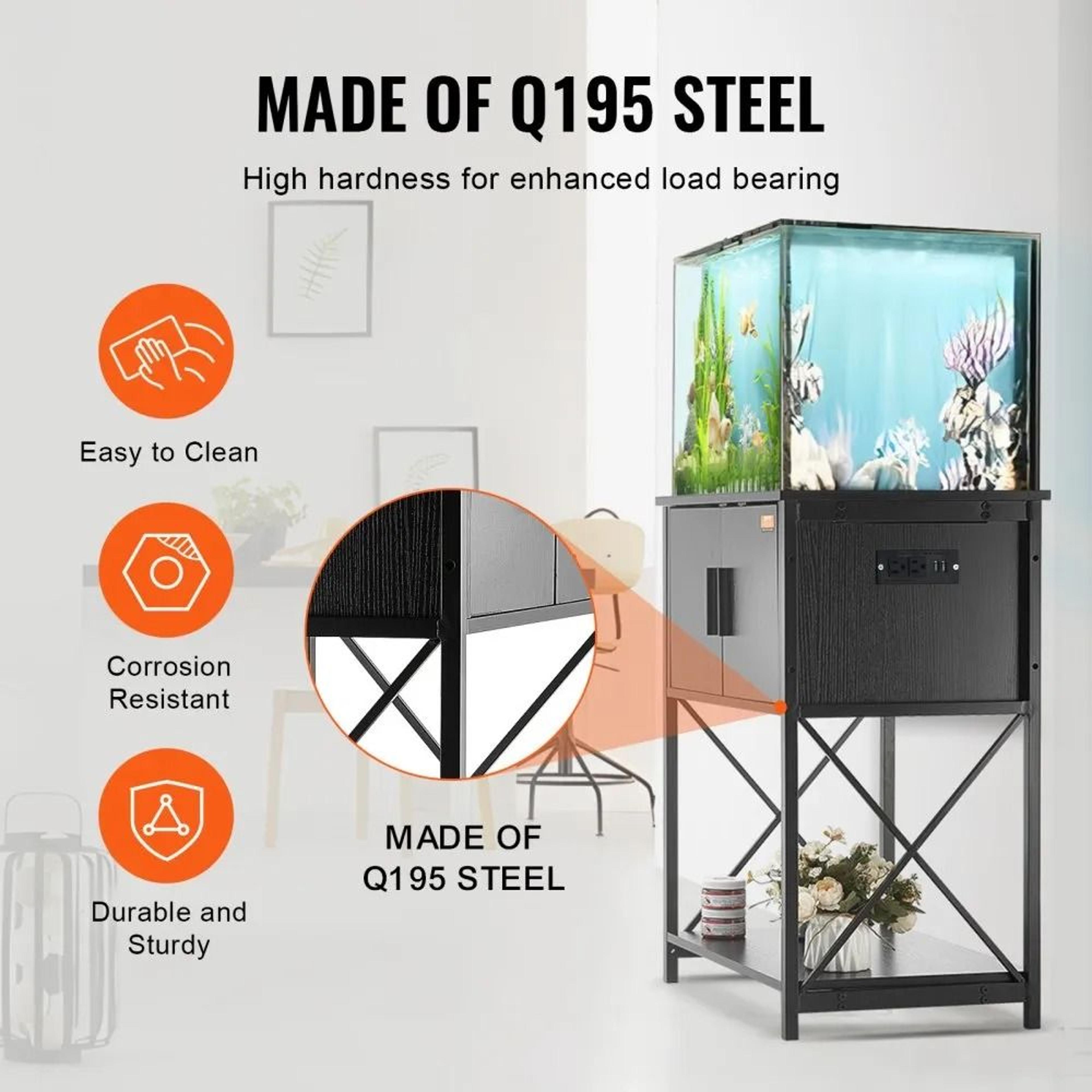 20 Gallon Aquarium Stand With Storage Cabinet And Power Panel 1