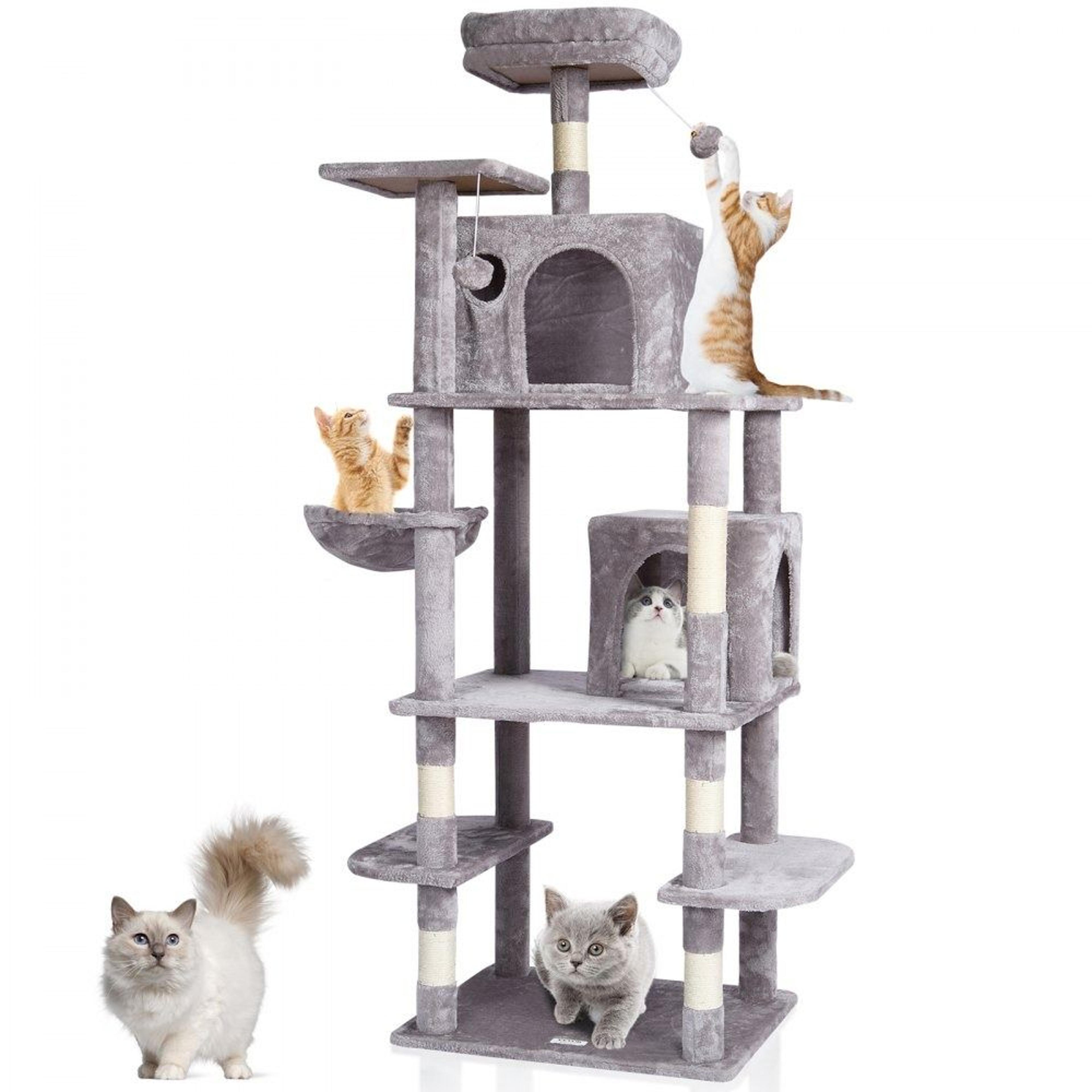 68.5 inch multi level cat tree tower with condos, hammock and scratching posts
