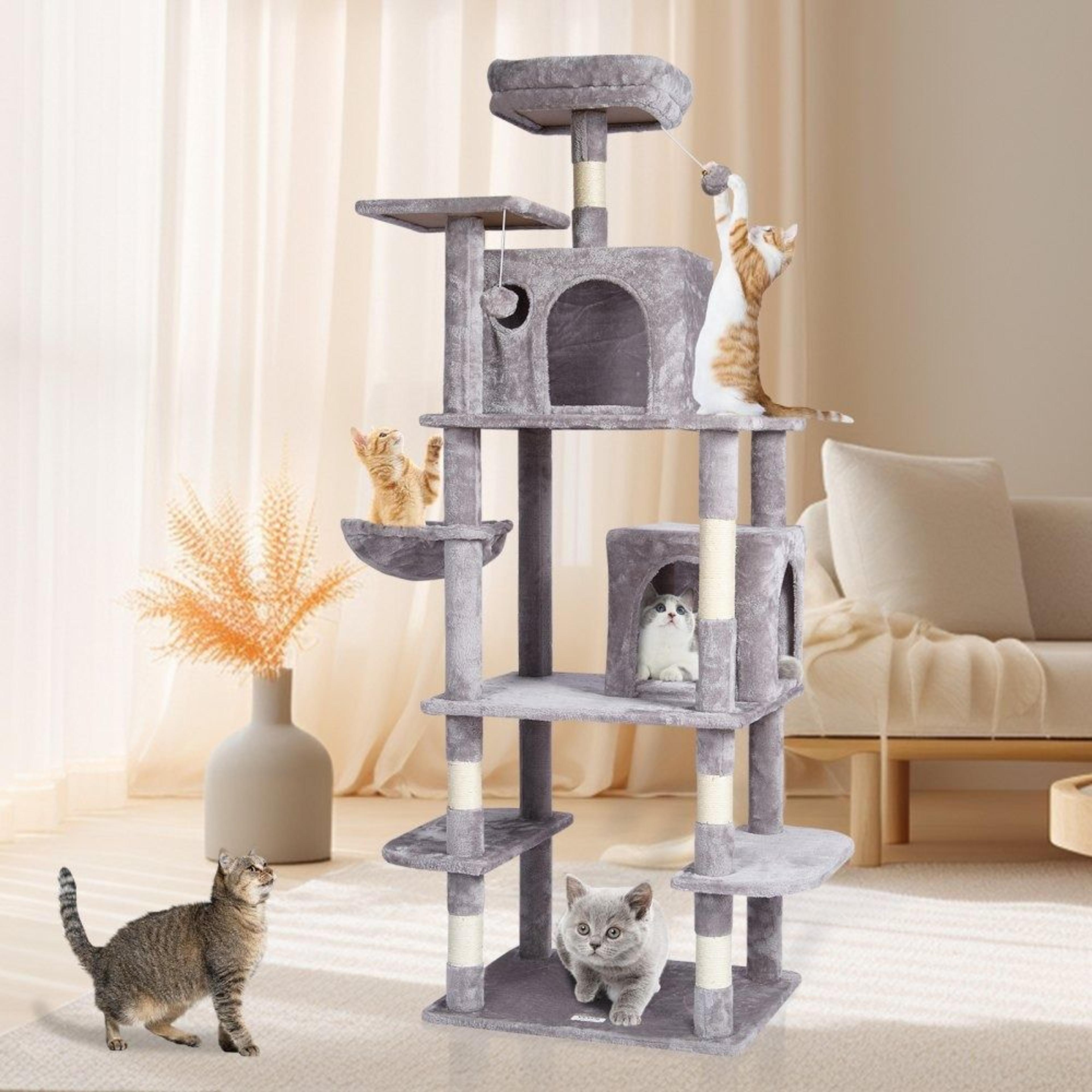 685 Inch Multi Level Cat Tree Tower With Condos Hammock And Scratching Posts 6