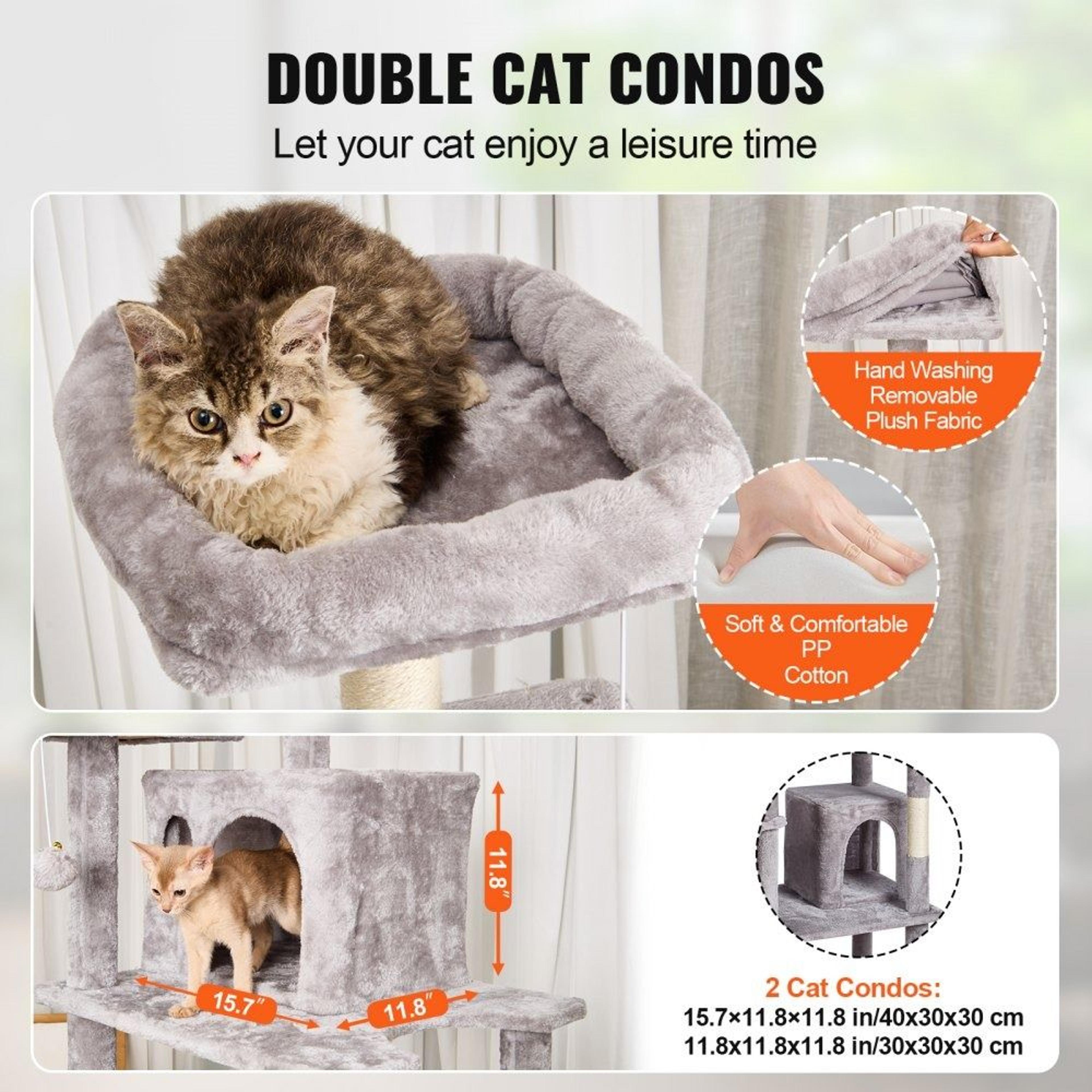685 Inch Multi Level Cat Tree Tower With Condos Hammock And Scratching Posts 4