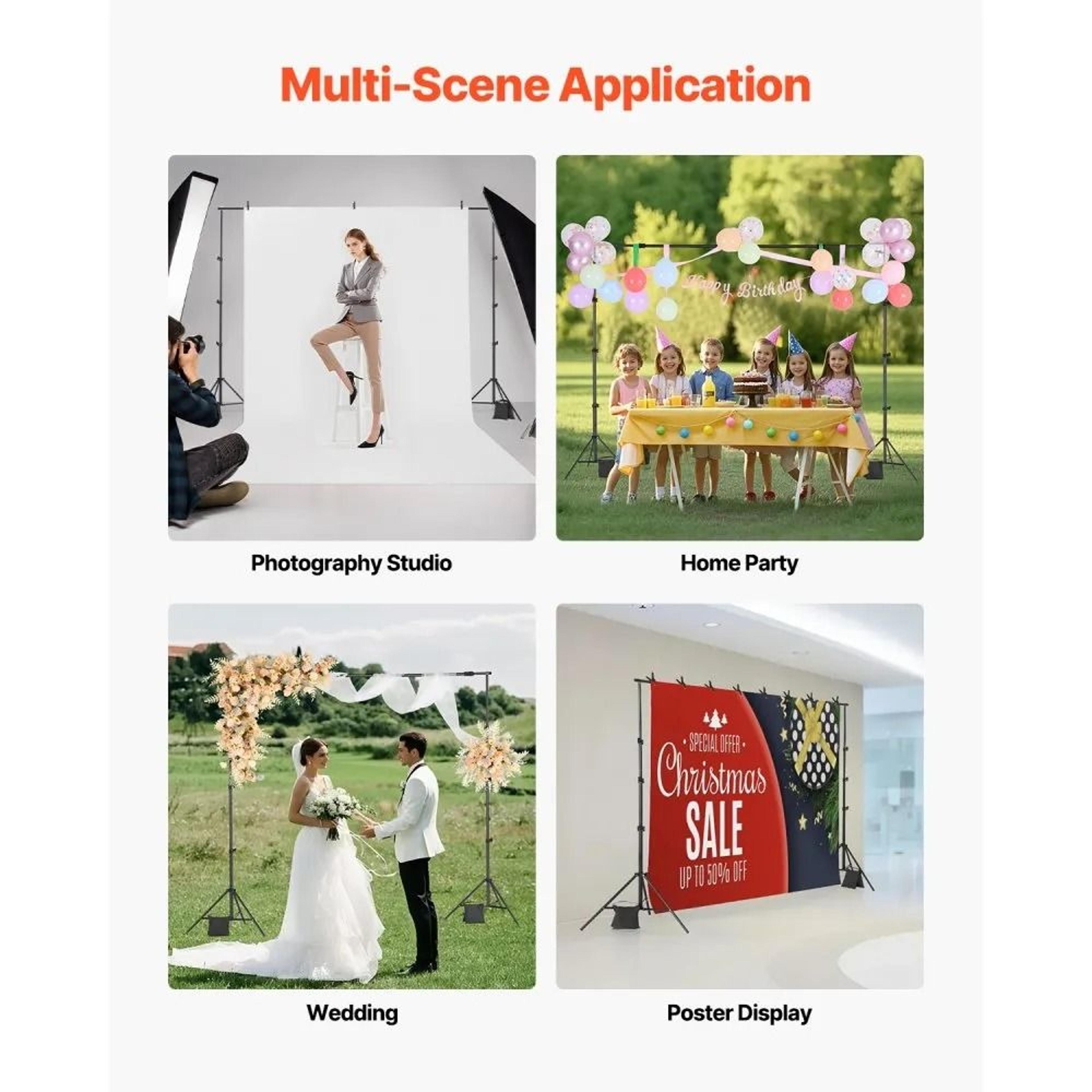 Adjustable 7 X 10 Ft Photo Backdrop Stand Kit With Clips And Sandbags 4
