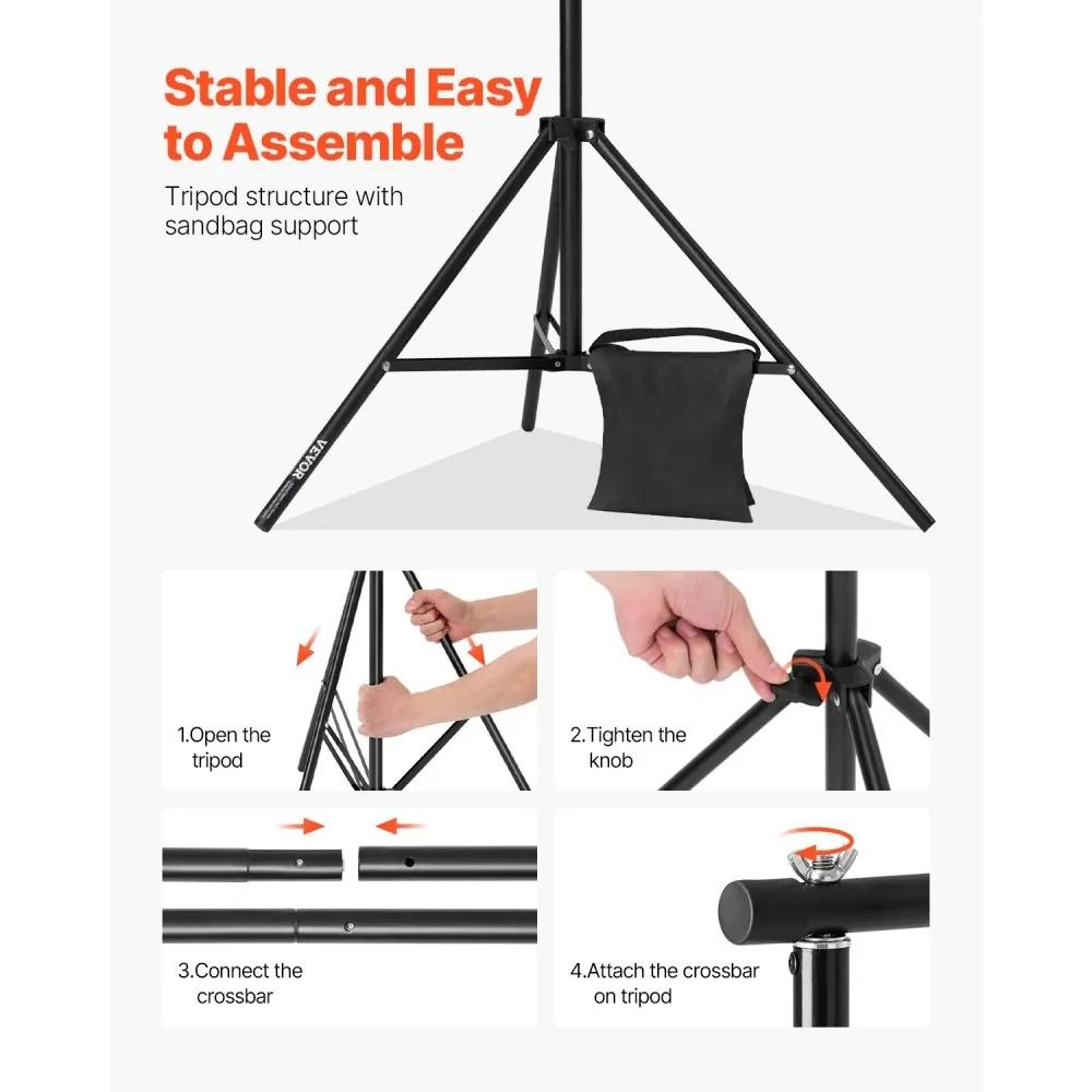 Adjustable 7 X 10 Ft Photo Backdrop Stand Kit With Clips And Sandbags 1