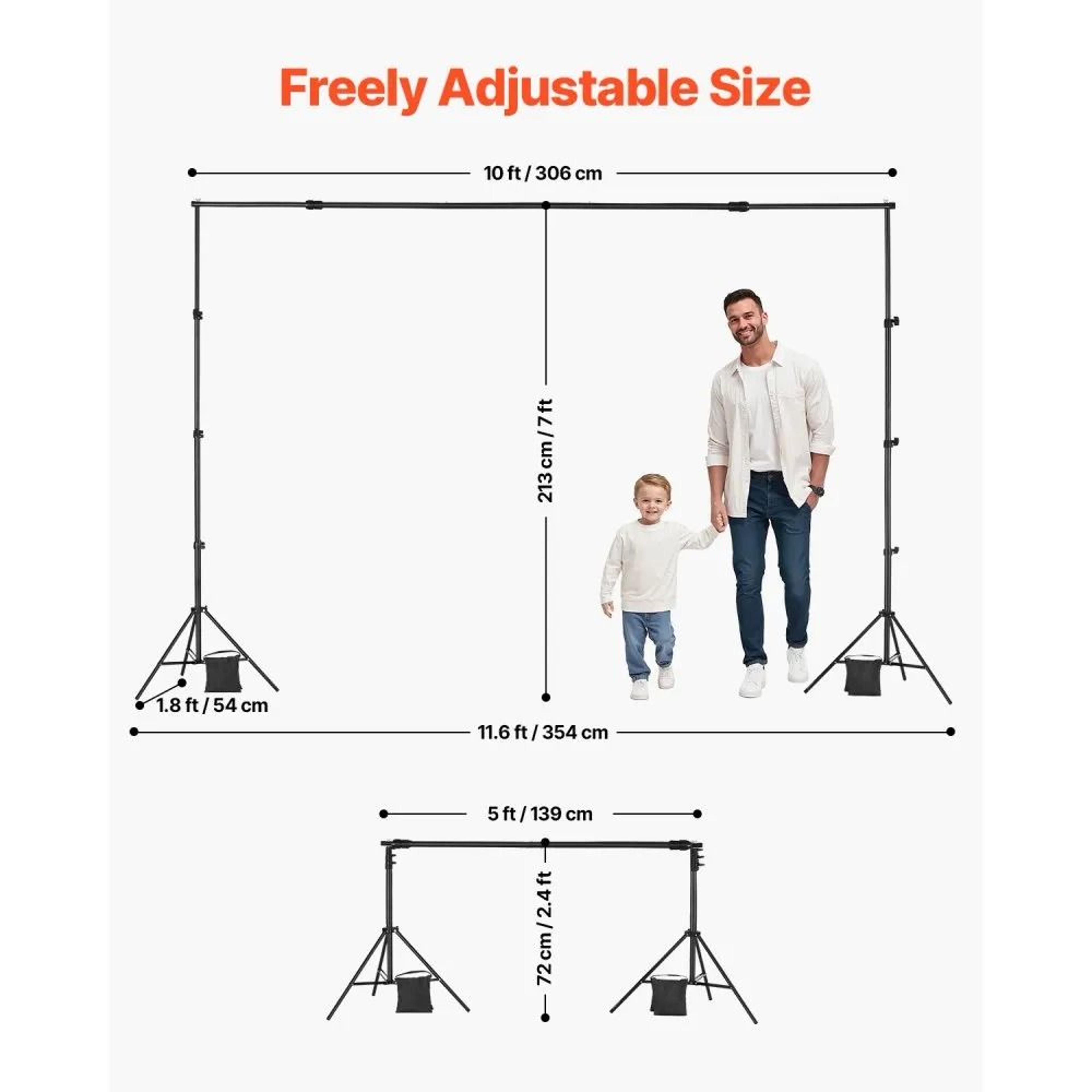 Adjustable 7 X 10 Ft Photo Backdrop Stand Kit With Clips And Sandbags 6