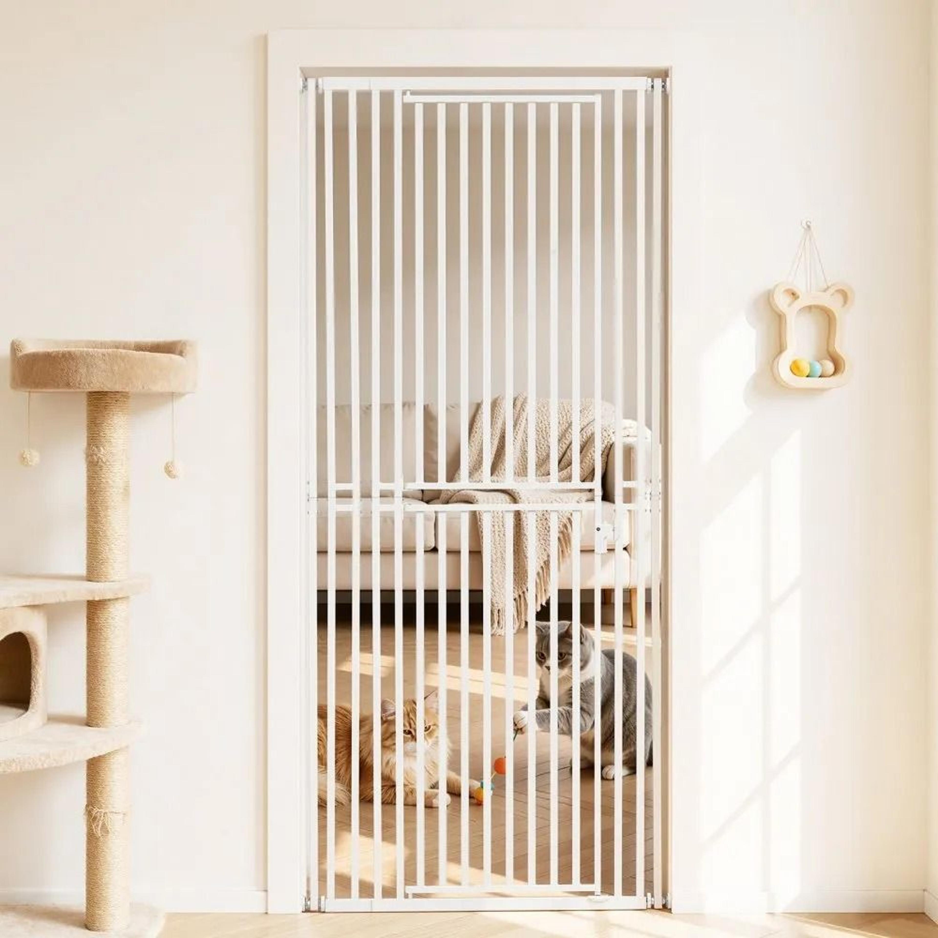 78.7 inch extra tall cat gate adjustable pet gate for doorways white