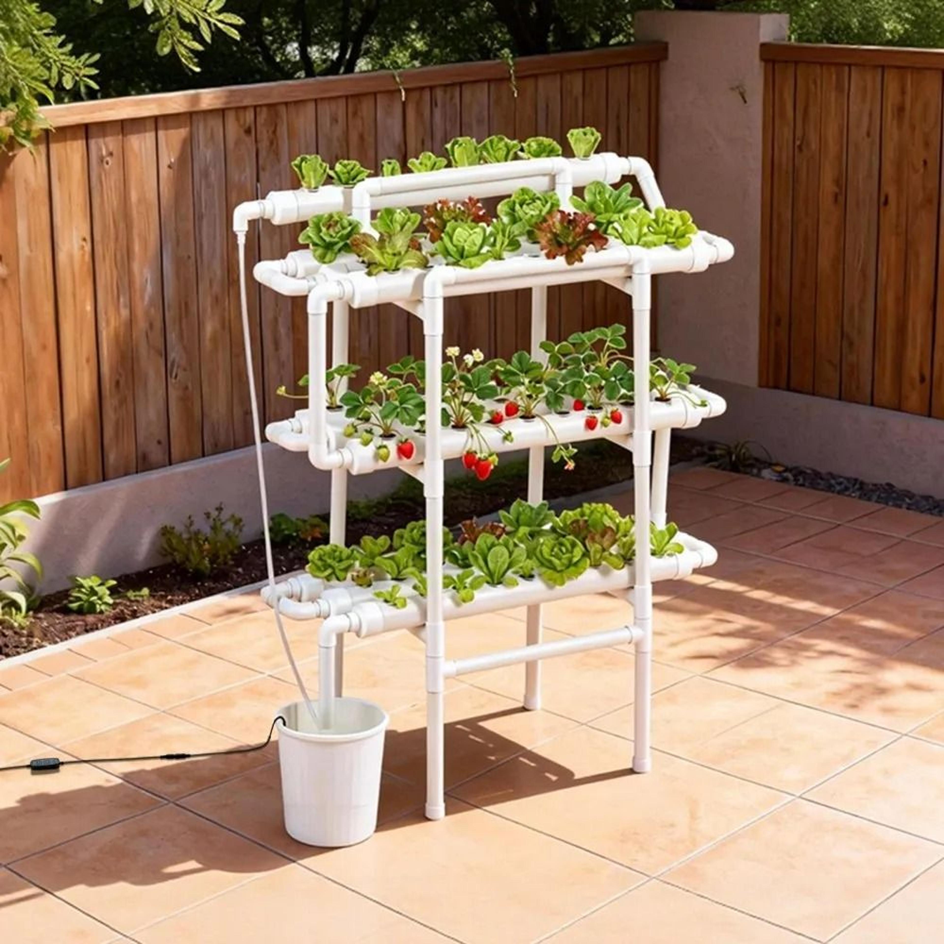 90Site Hydroponic Growing System With 3Tier Vertical Garden And Automatic Irrigation 5