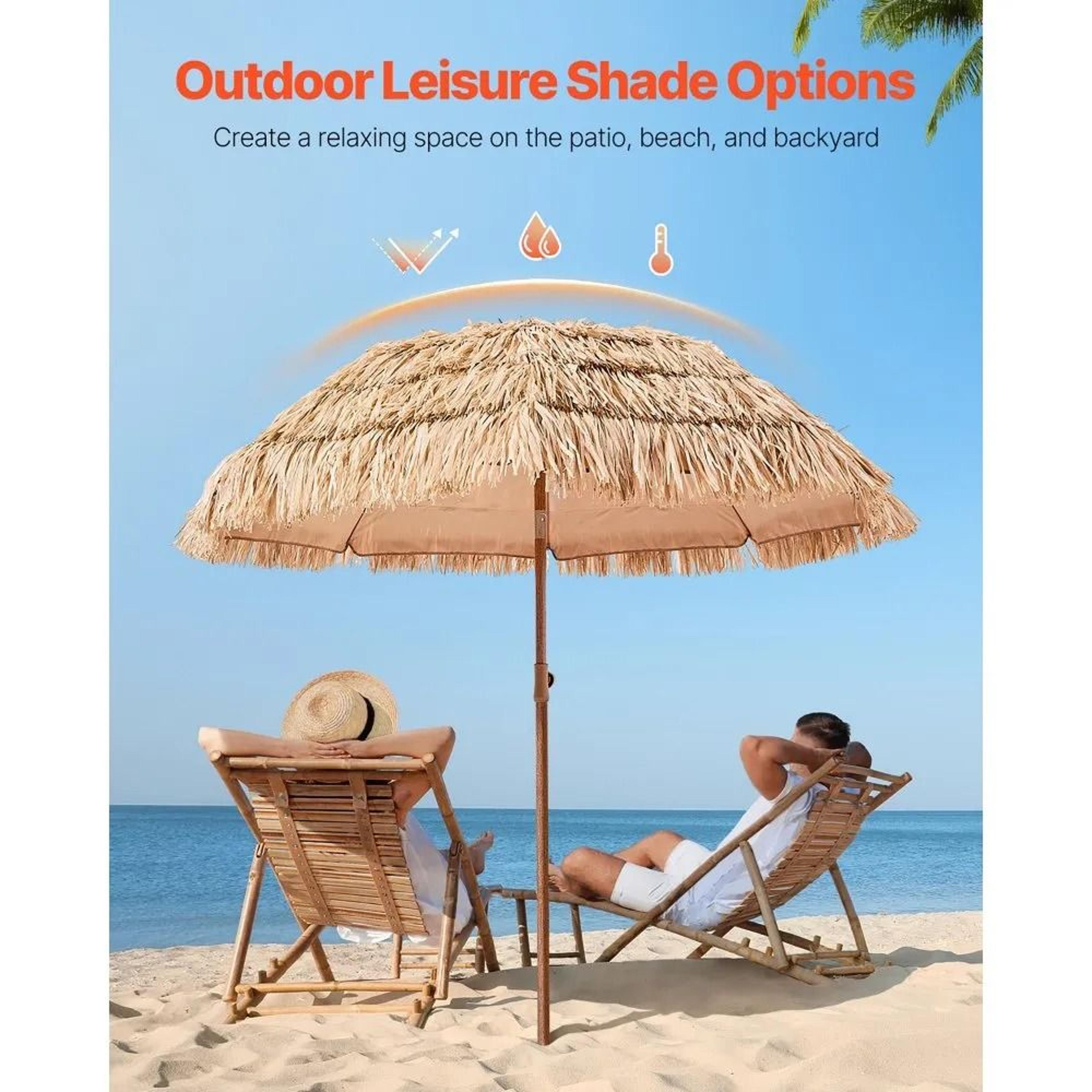 Tropical Shade Tiki Umbrella With Tilt And Portable Thatched Canopy 6
